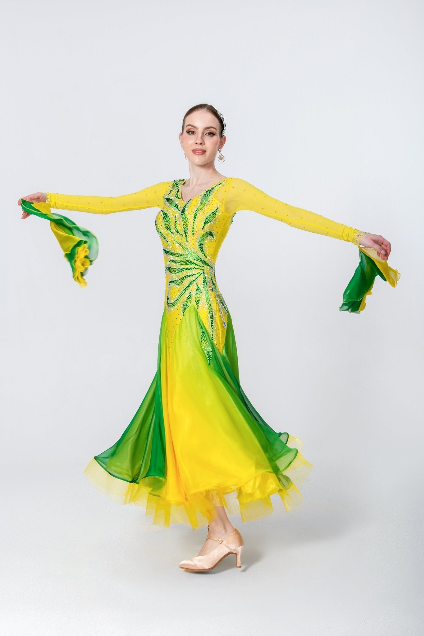 Color Contrast Crystalline Ballroom Dress Standard/Smooth 