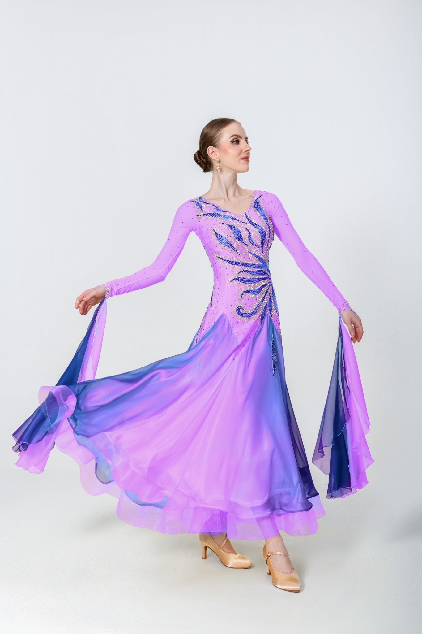 Color Contrast Crystalline Ballroom Dress Standard/Smooth 