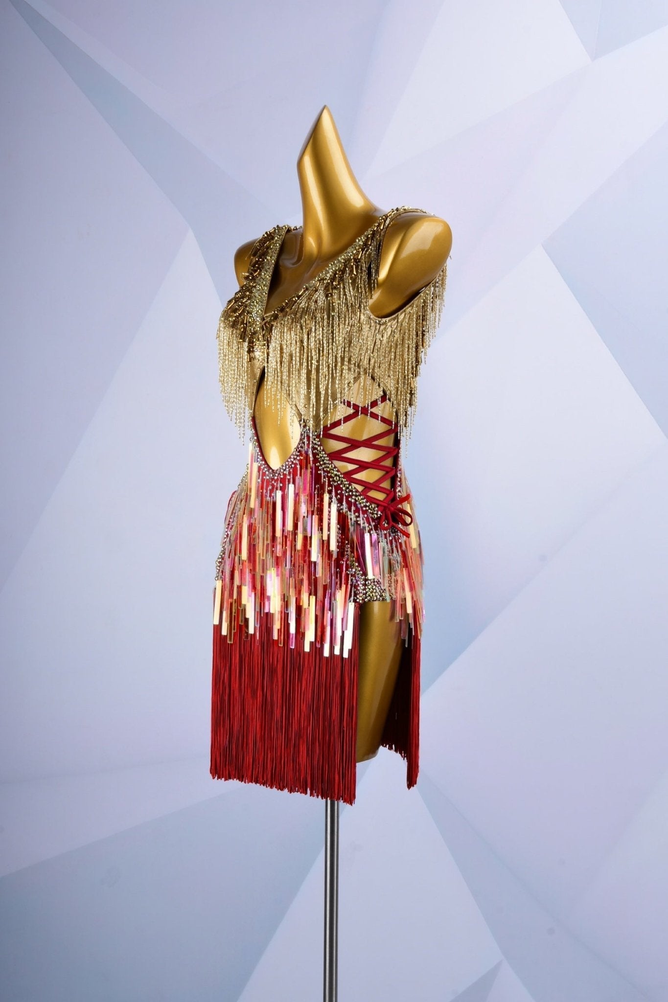 Colorful Beaded Paillette and Fringe Latin Dress Latin/Rhythm 