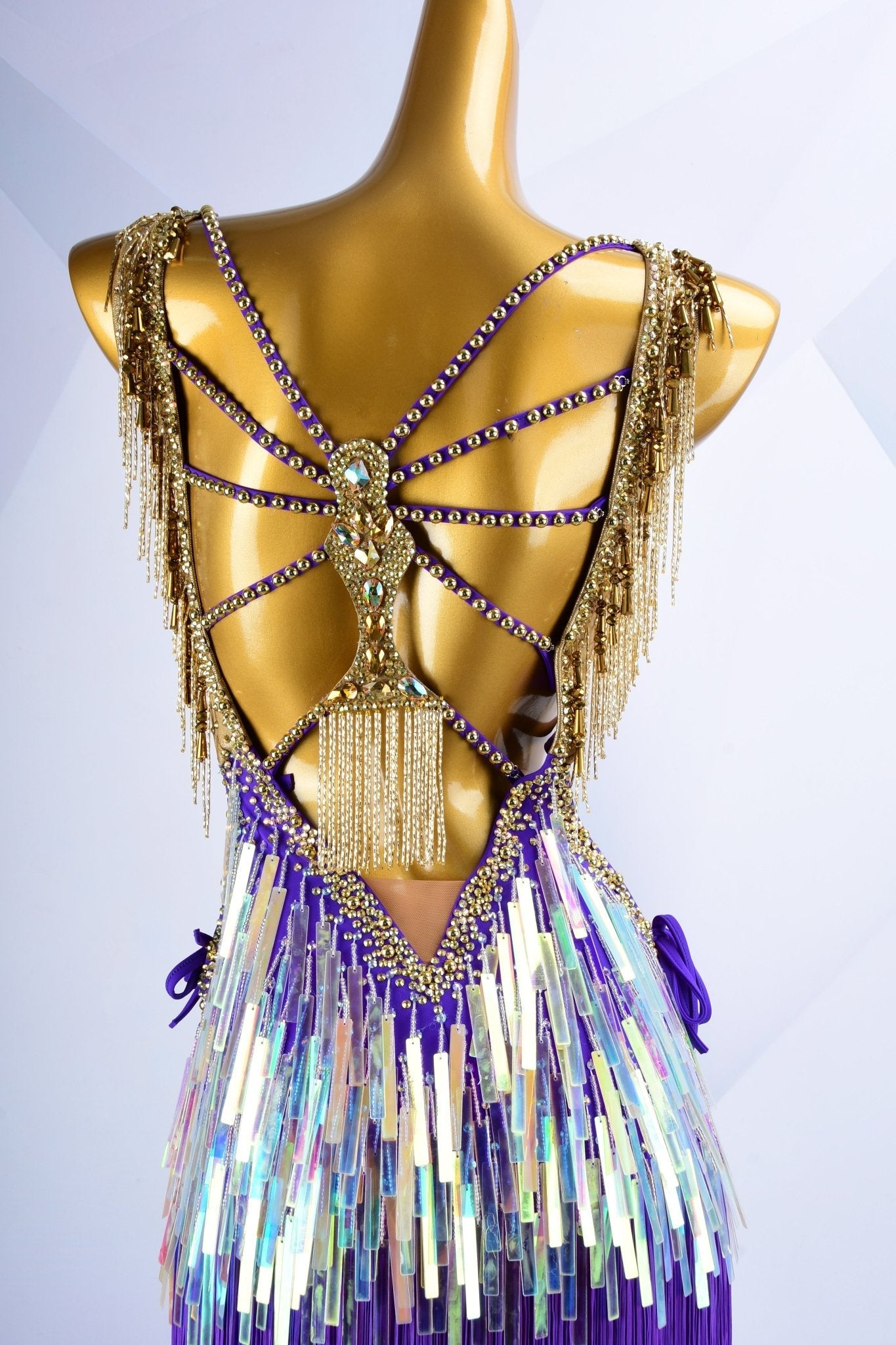 Colorful Beaded Paillette and Fringe Latin Dress Latin/Rhythm 