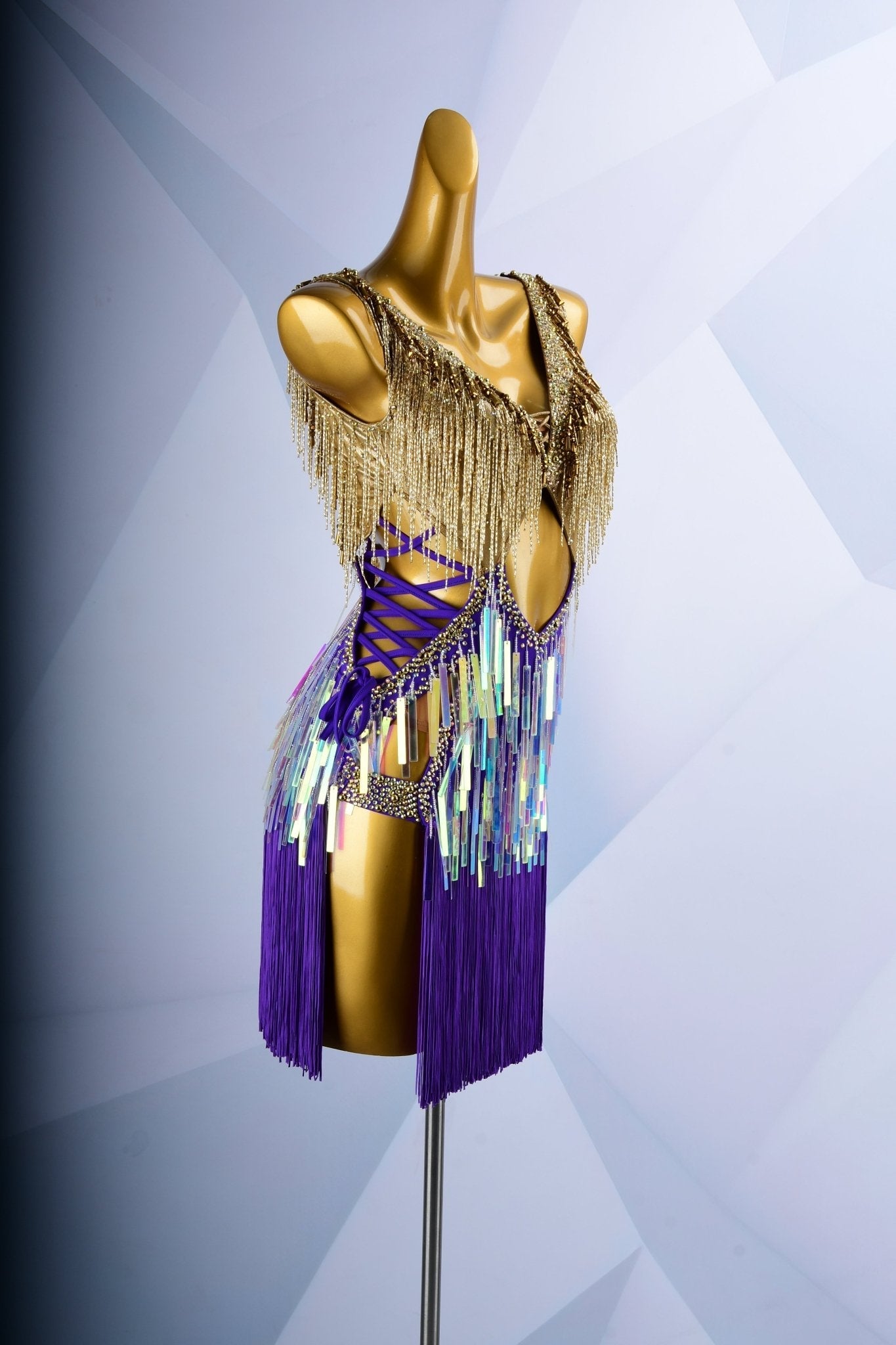 Colorful Beaded Paillette and Fringe Latin Dress Latin/Rhythm 