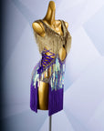 Colorful Beaded Paillette and Fringe Latin Dress Latin/Rhythm 