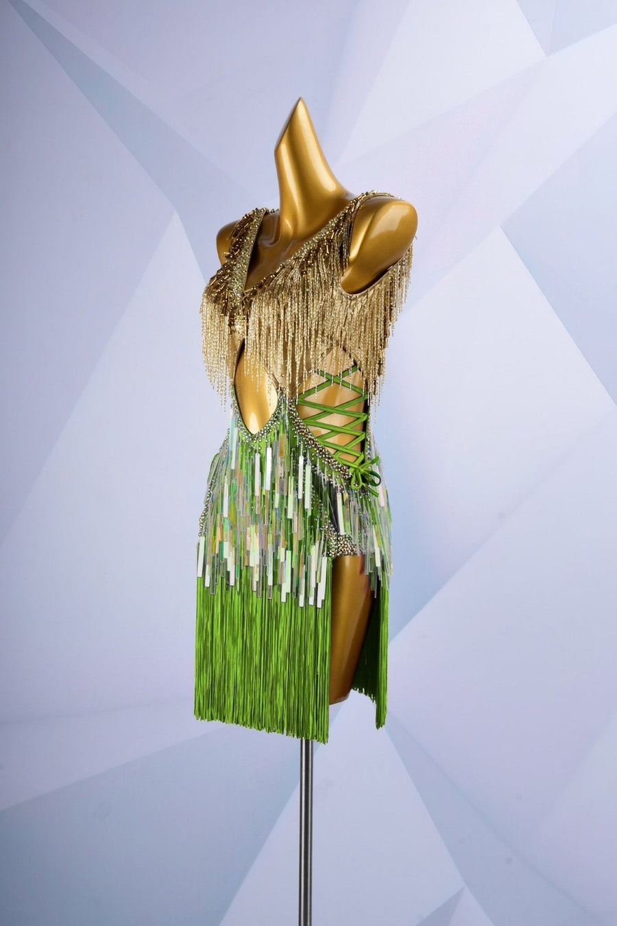 Colorful Beaded Paillette and Fringe Latin Dress Latin/Rhythm # L6003 - Unika Dancewear
