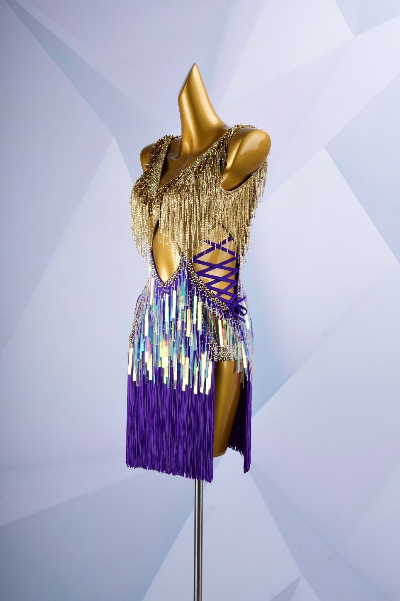 Colorful Beaded Paillette and Fringe Latin Dress Latin/Rhythm 
