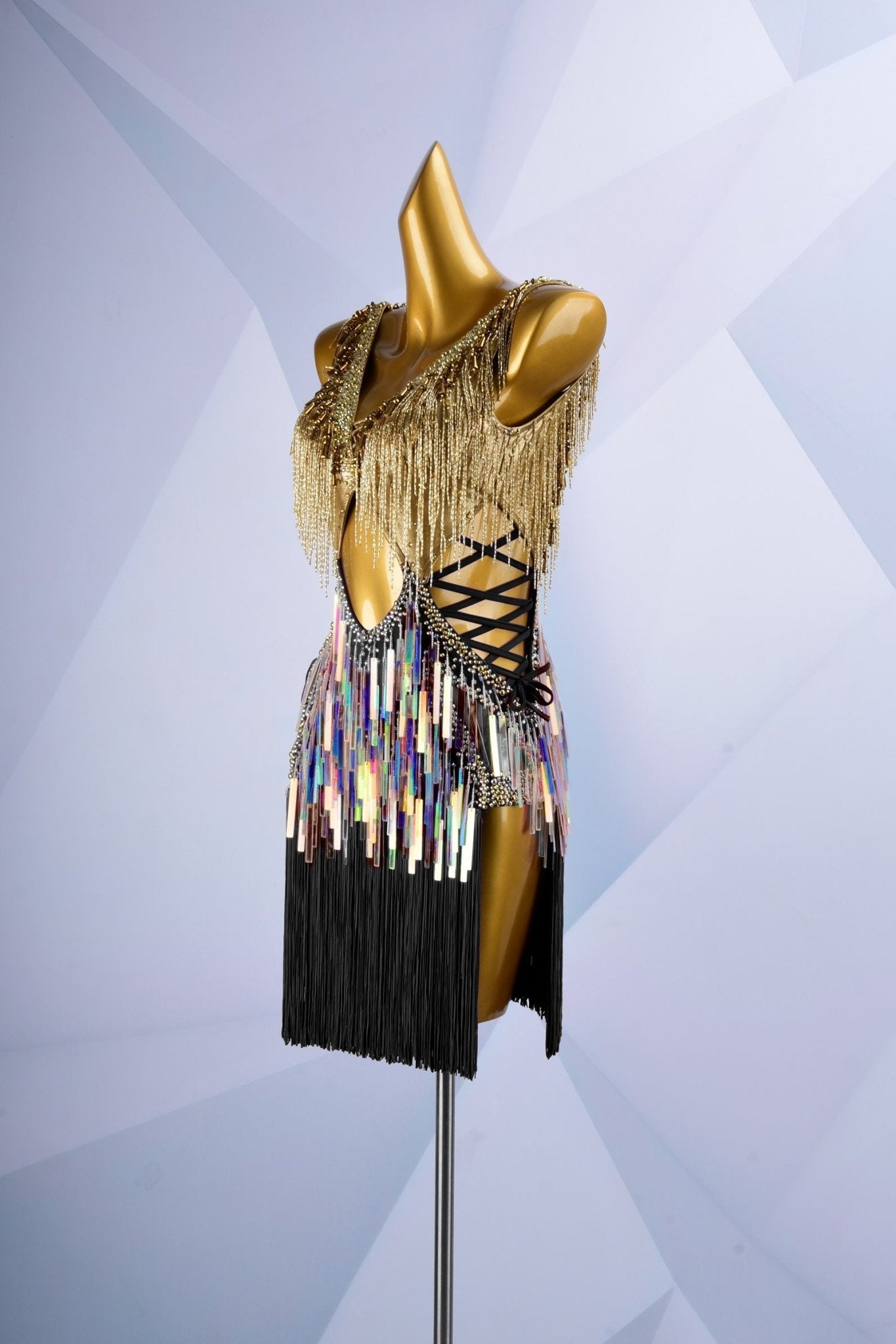 Colorful Beaded Paillette and Fringe Latin Dress Latin/Rhythm 