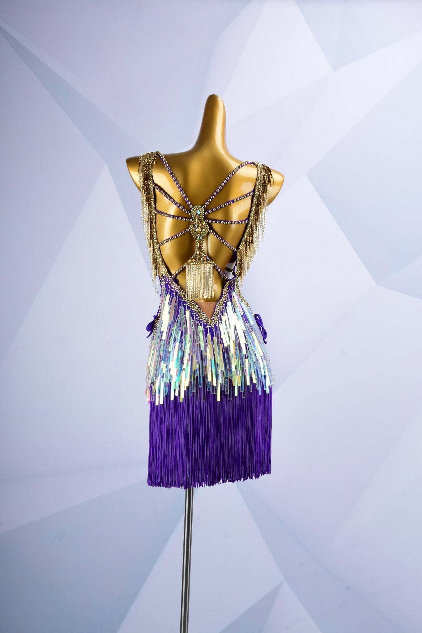 Colorful Beaded Paillette and Fringe Latin Dress Latin/Rhythm 