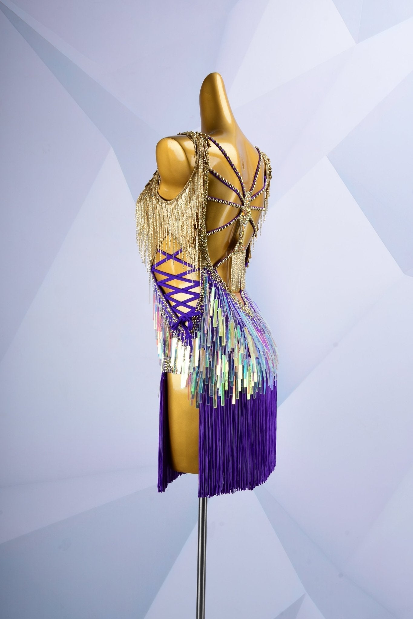 Colorful Beaded Paillette and Fringe Latin Dress Latin/Rhythm 