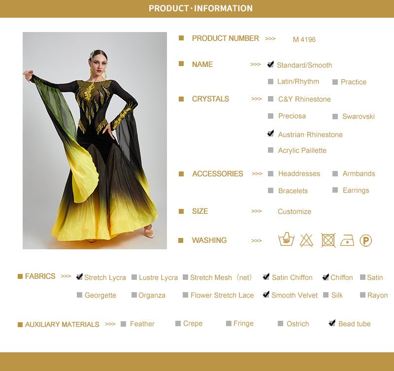 Contrast Color Crystallized Ballroom Dress Standard/Smooth 