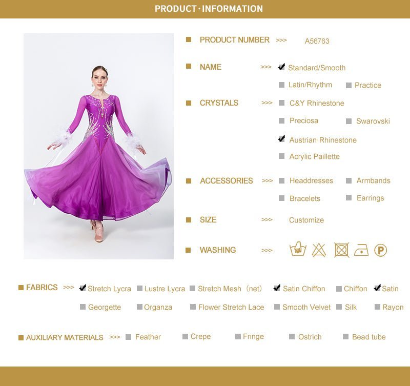 Contrast Color Crystallized Standard Dress Standard/Smooth 
