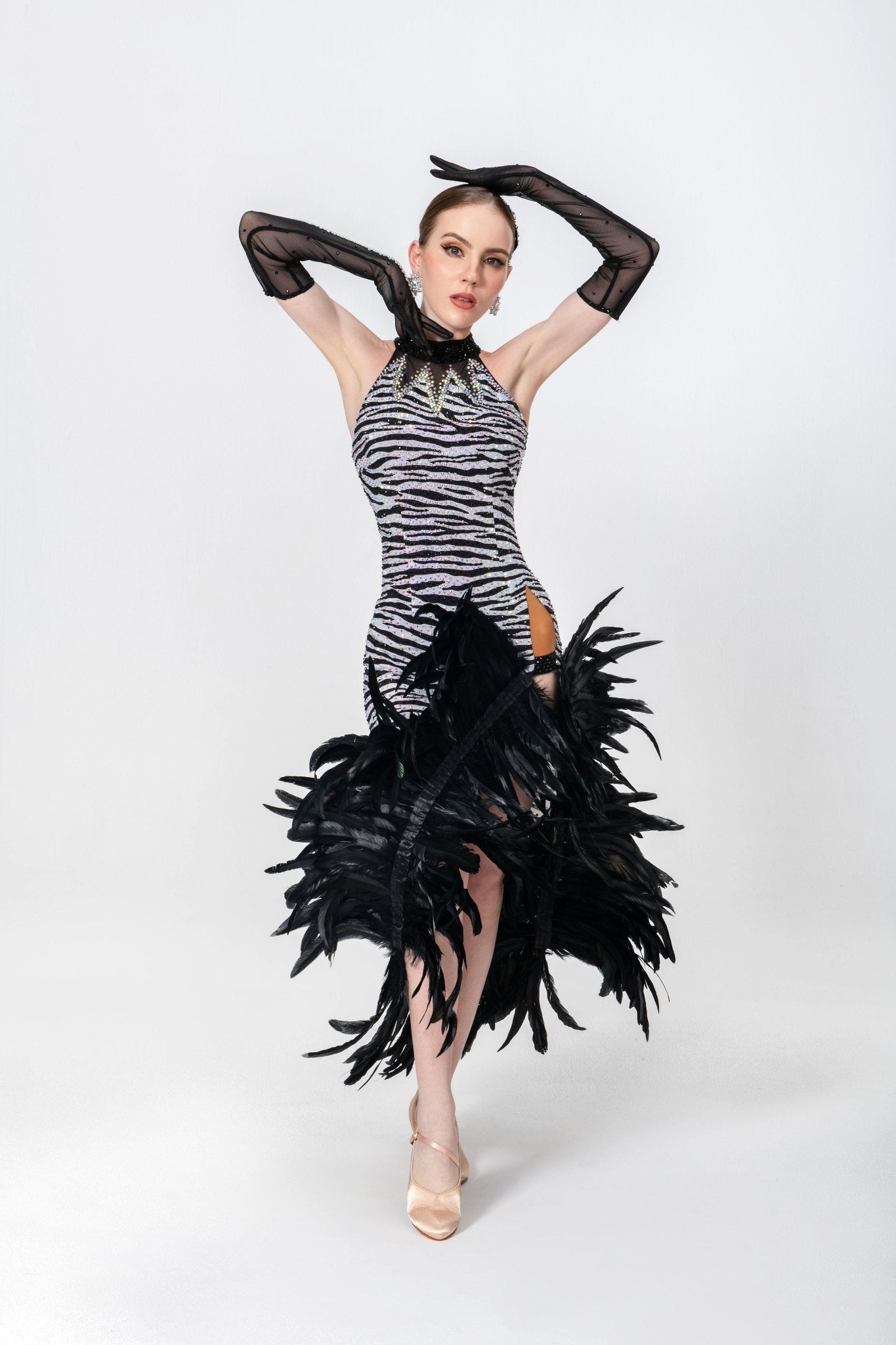 Crystalline Animal Print Feather Latin Dress Latin/Rhythm 