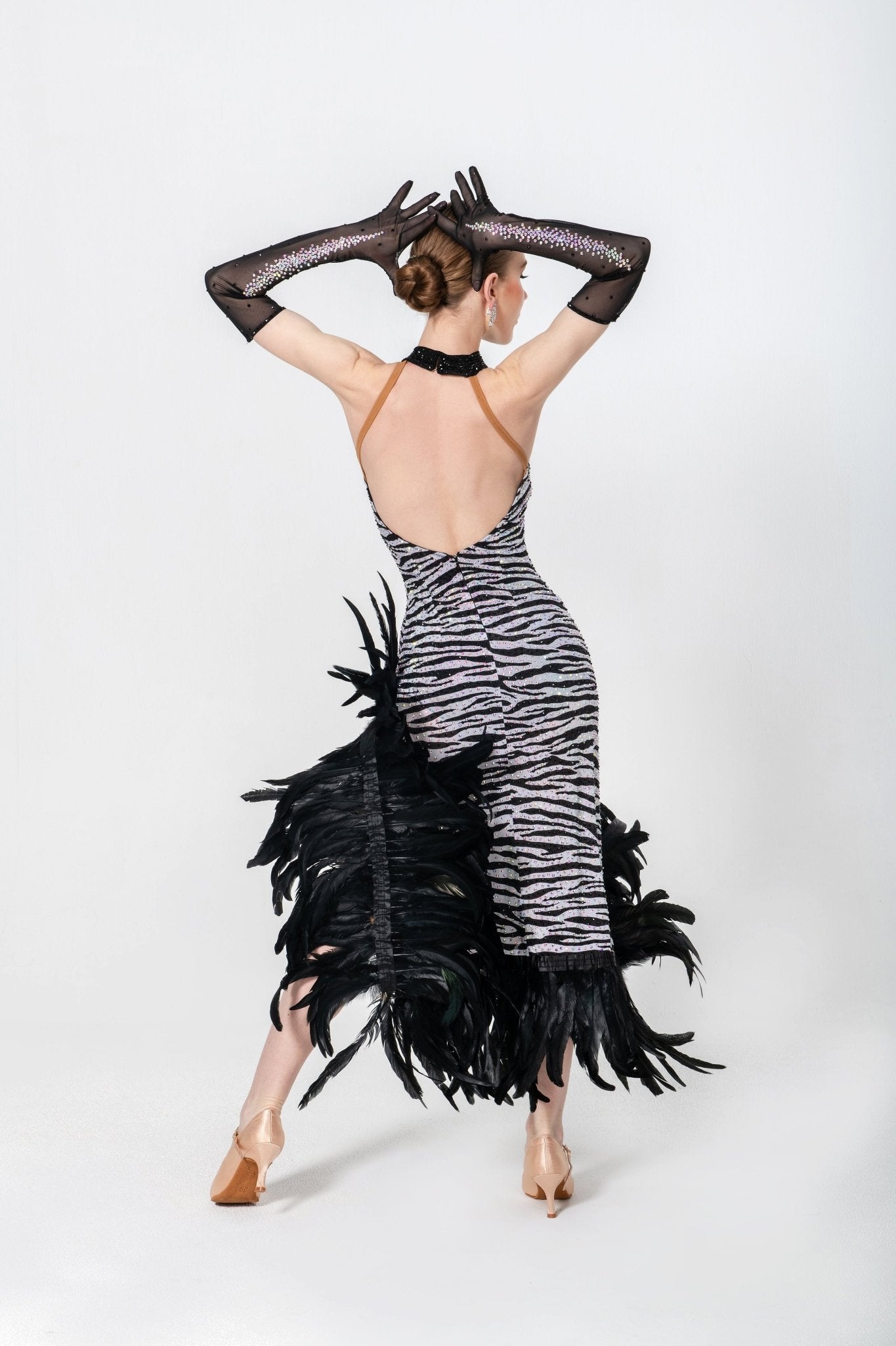 Crystalline Animal Print Feather Latin Dress Latin/Rhythm 