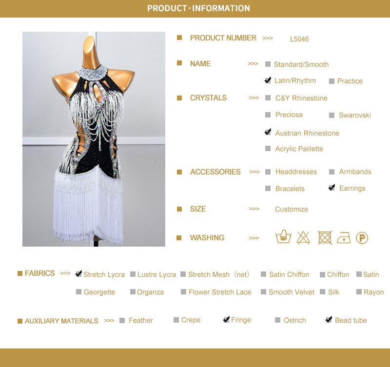 Crystalline Beaded Fringe Latin Dress Latin/Rhythm 