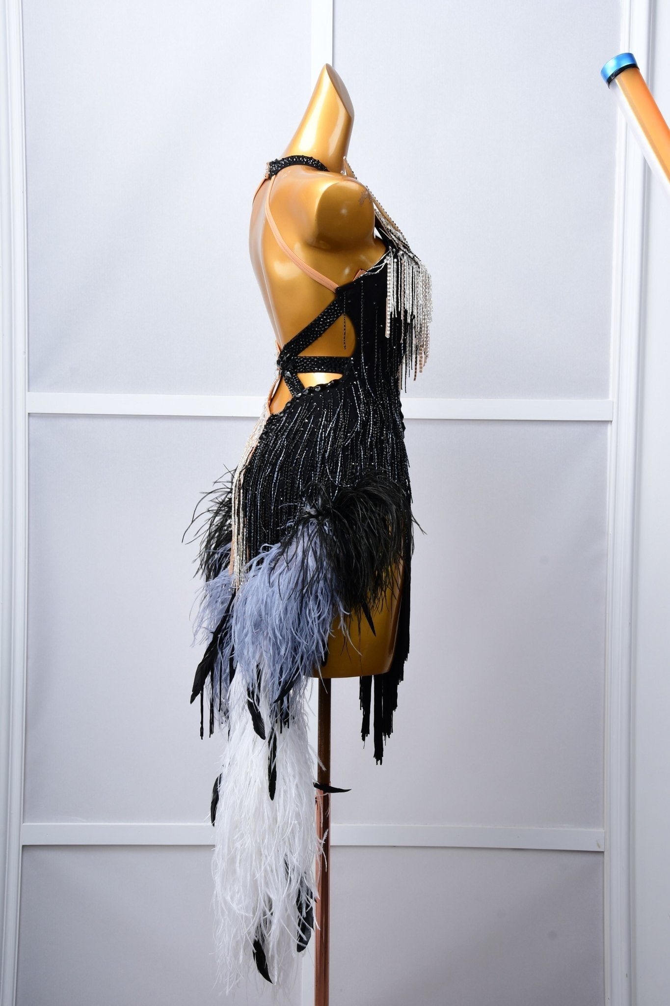 Crystalline Beaded Ostrich Feather Latin Dress Latin/Rhythm 