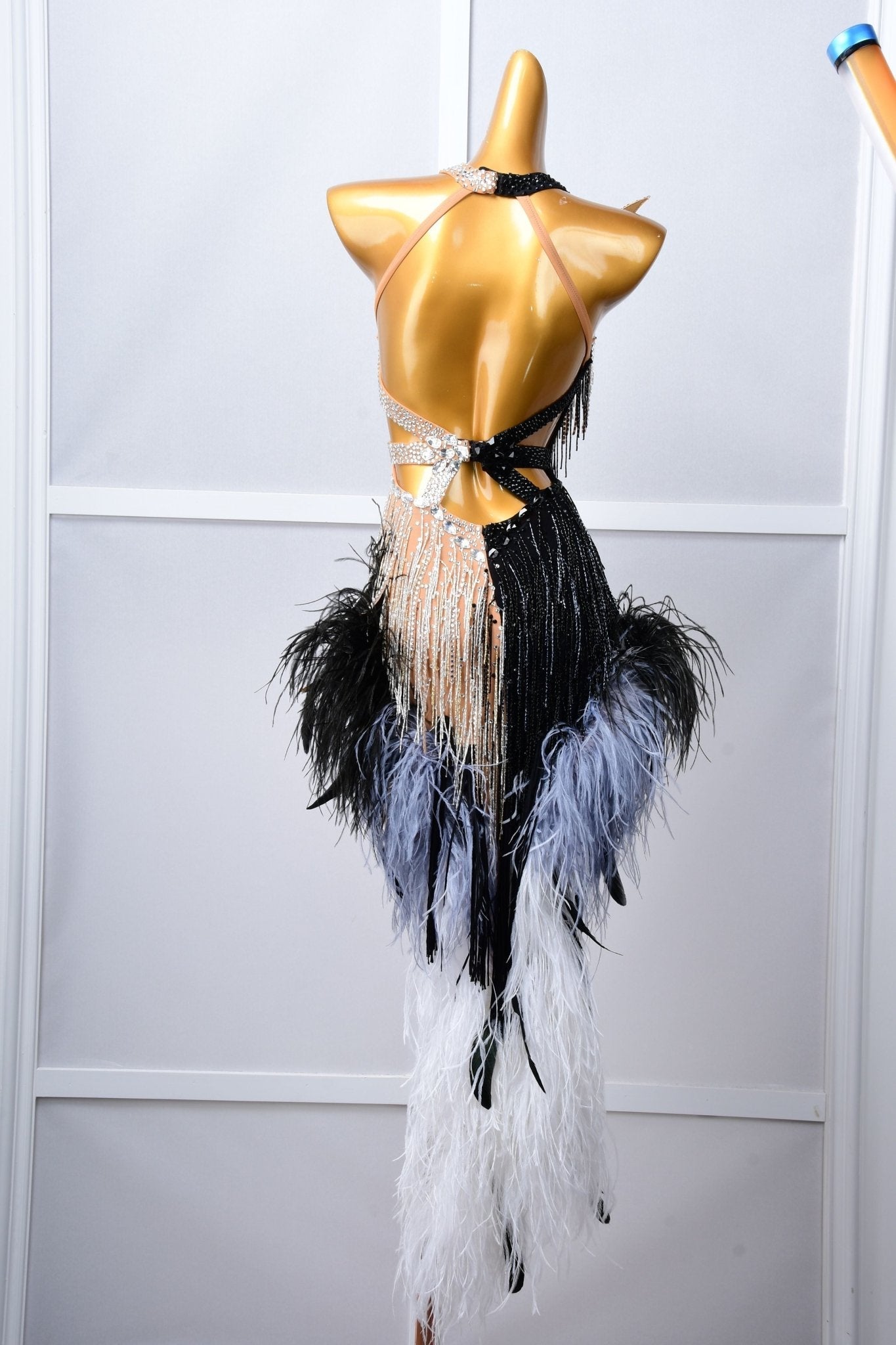 Crystalline Beaded Ostrich Feather Latin Dress Latin/Rhythm 