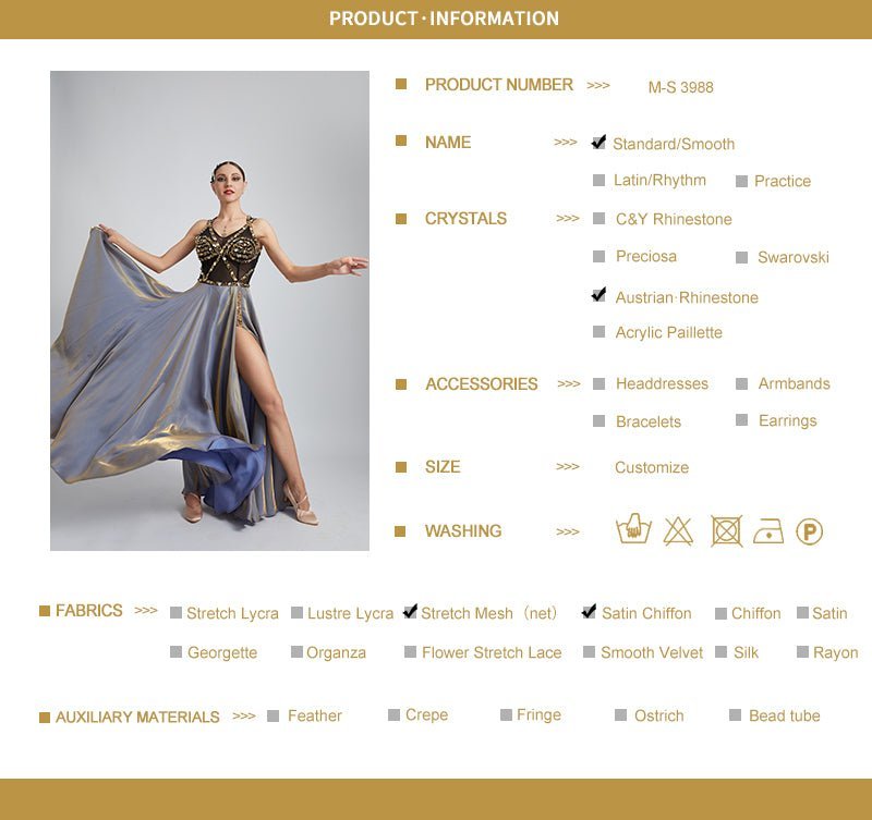 Crystalline Dazzle Satin Chiffon Smooth Dress Standard/Smooth 