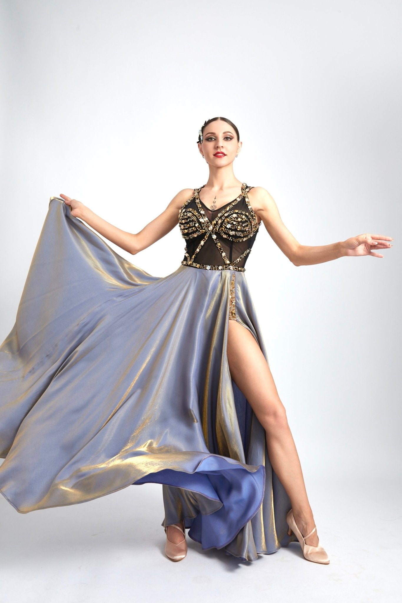 Crystalline Dazzle Satin Chiffon Smooth Dress Standard/Smooth 