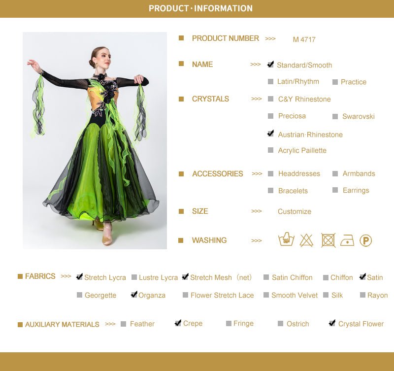 Crystalline Flower Crepes Ballroom Standard Dress Standard/Smooth 