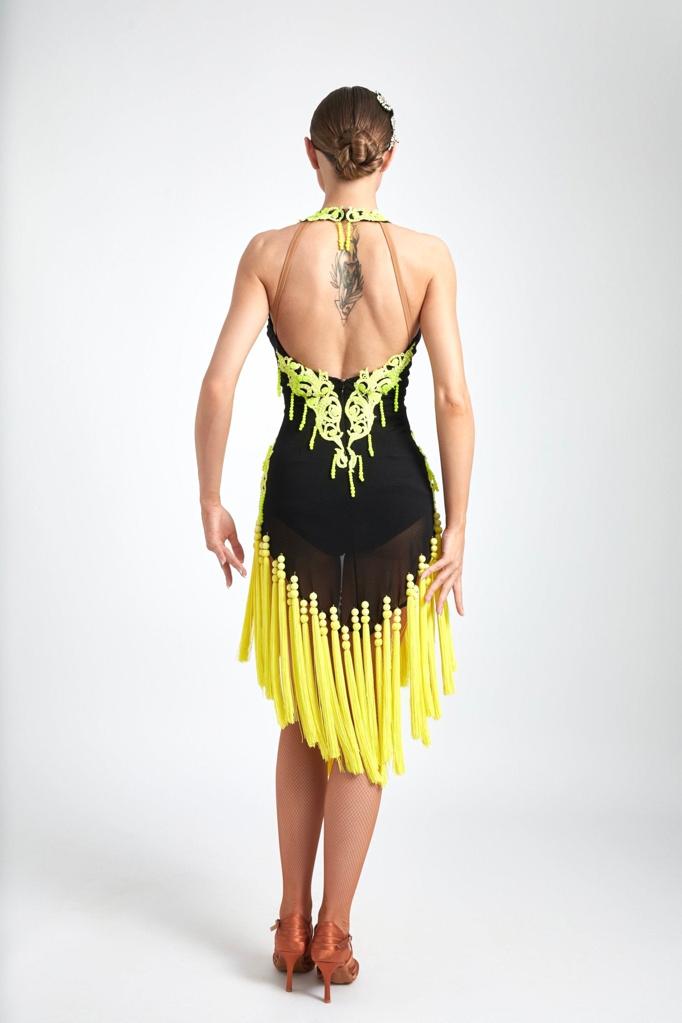 Crystalline Fluorescent Stone Fringe Latin Dress Latin/Rhythm 