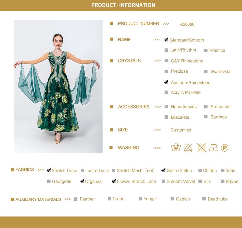 Crystalline Hand Embroidery Standard Dress Standard/Smooth 