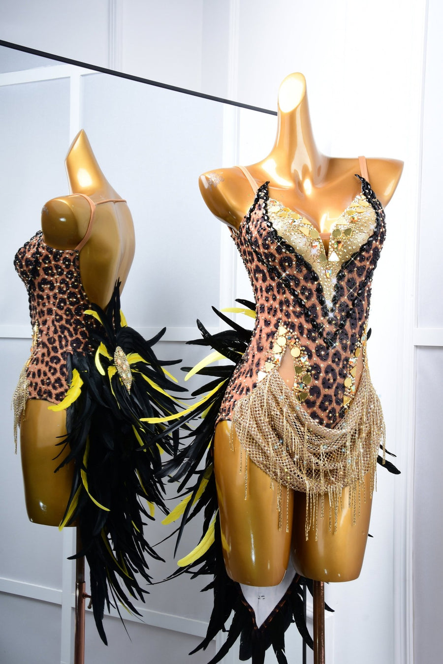 Crystalline Leopard Print Latin Feather Dress Latin/Rhythm # L5050 Unika Dancewear Crystalline Leopard Print Latin Feather Dress Latin/Rhythm # L5050 Unika Dancewear