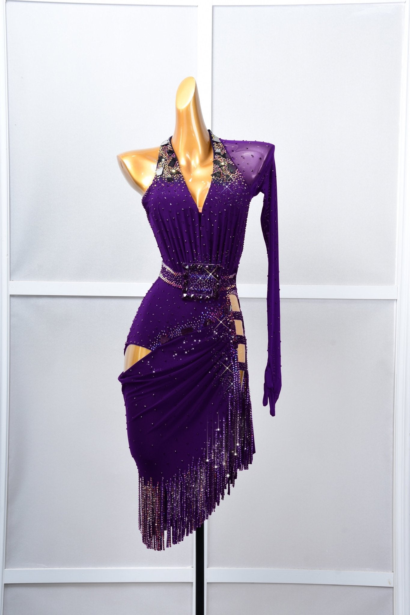 Crystalline One - shoulder beaded Latin Dress Latin/Rhythm 