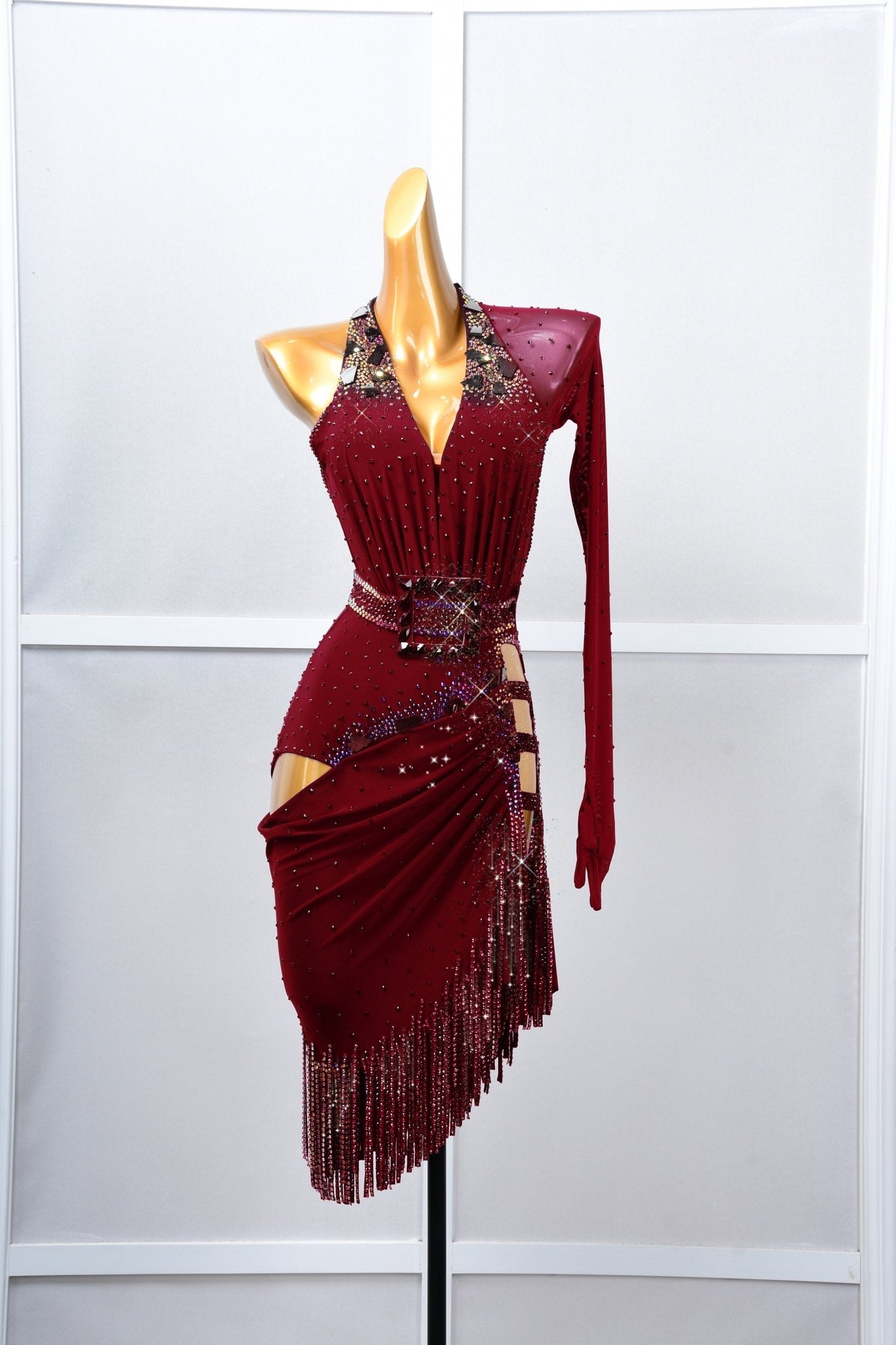 Crystalline One - shoulder beaded Latin Dress Latin/Rhythm 