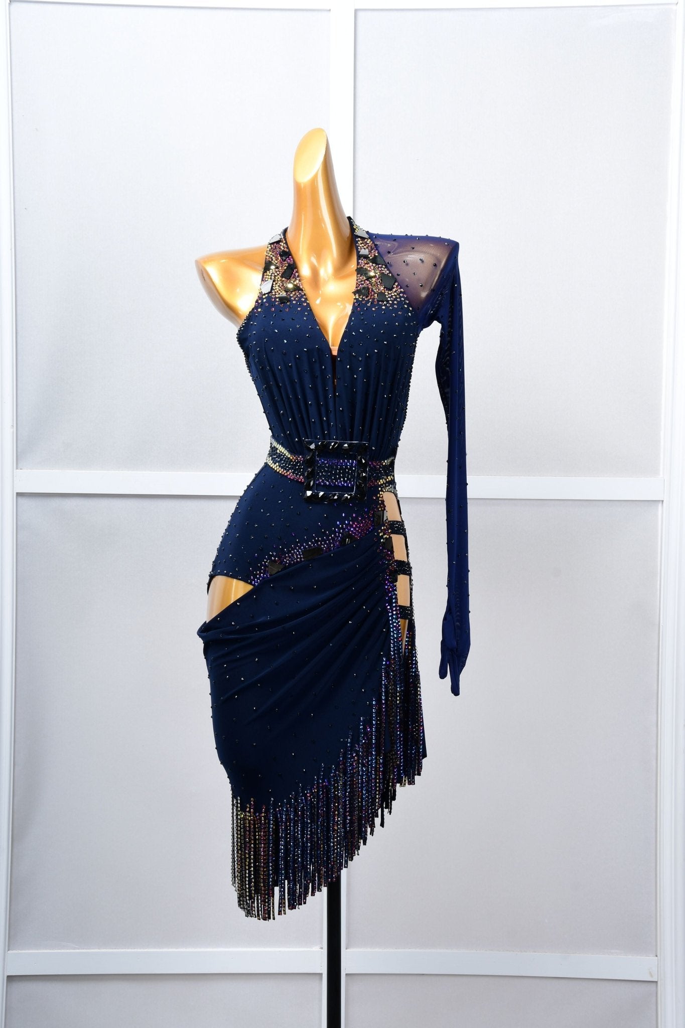 Crystalline One - shoulder beaded Latin Dress Latin/Rhythm 