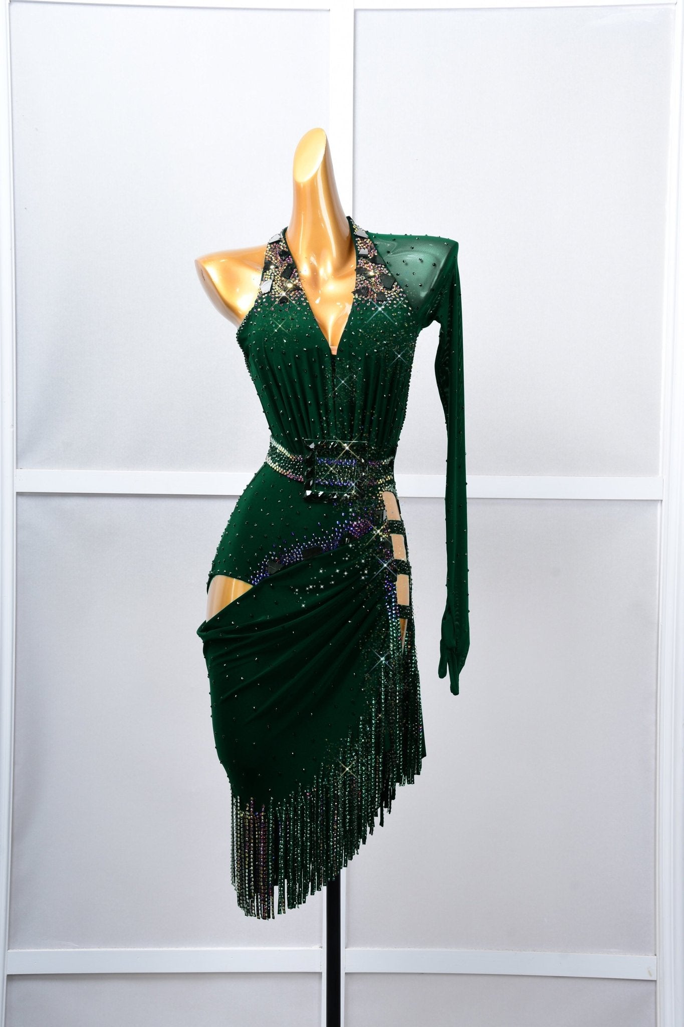 Crystalline One - shoulder beaded Latin Dress Latin/Rhythm 