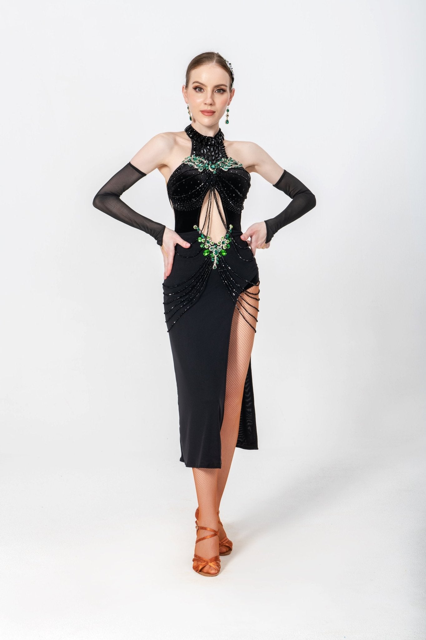 Crystallized Long Slit Latin Dress Latin/Rhythm 