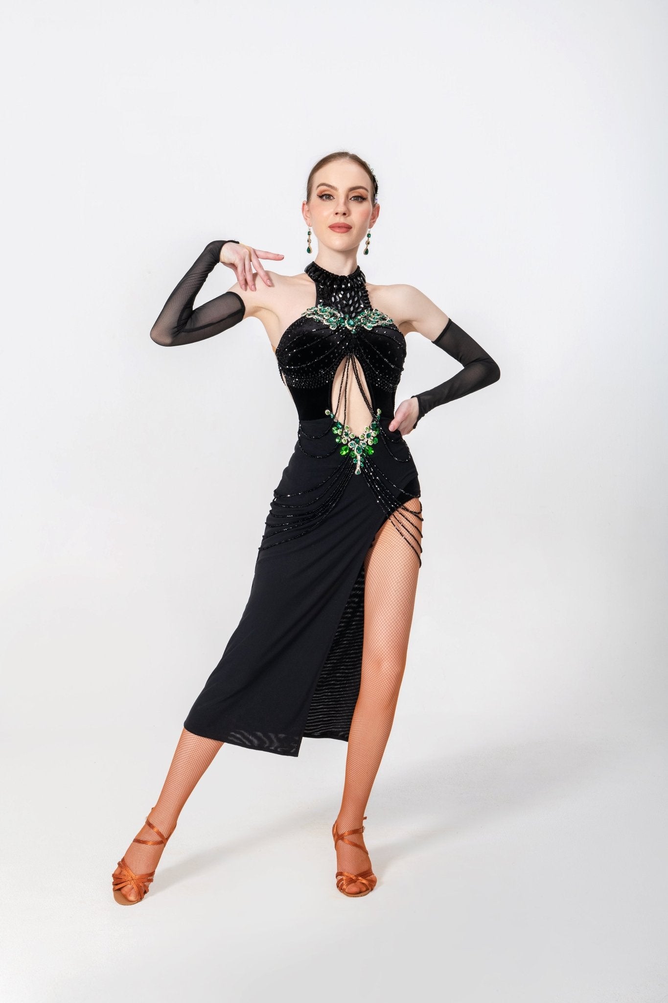 Crystallized Long Slit Latin Dress Latin/Rhythm 
