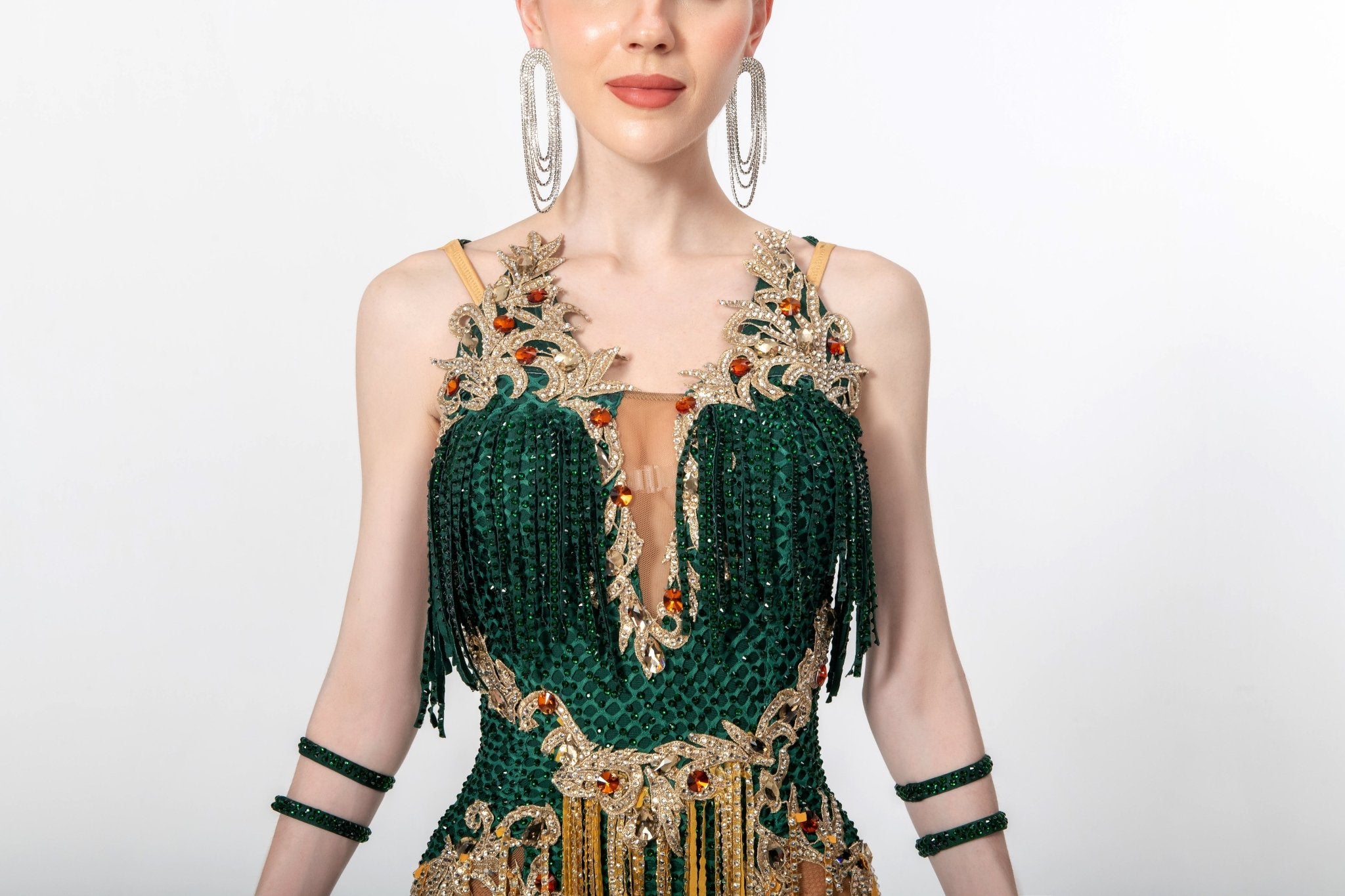 Crystallized Net Beaded Fringe Latin Dress Latin/Rhythm 