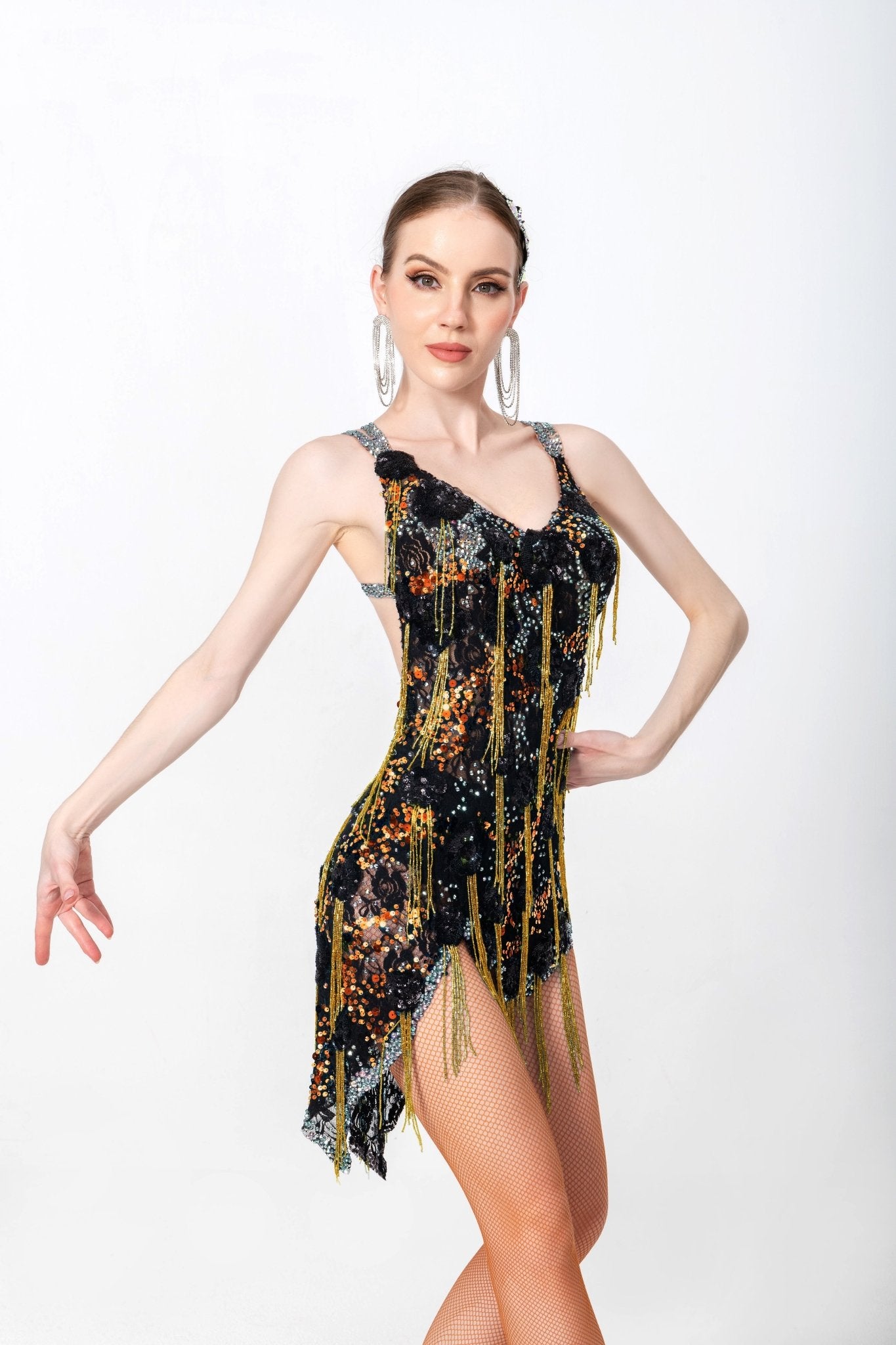 Flower Lace Crystallized Latin Dress Latin/Rhythm 