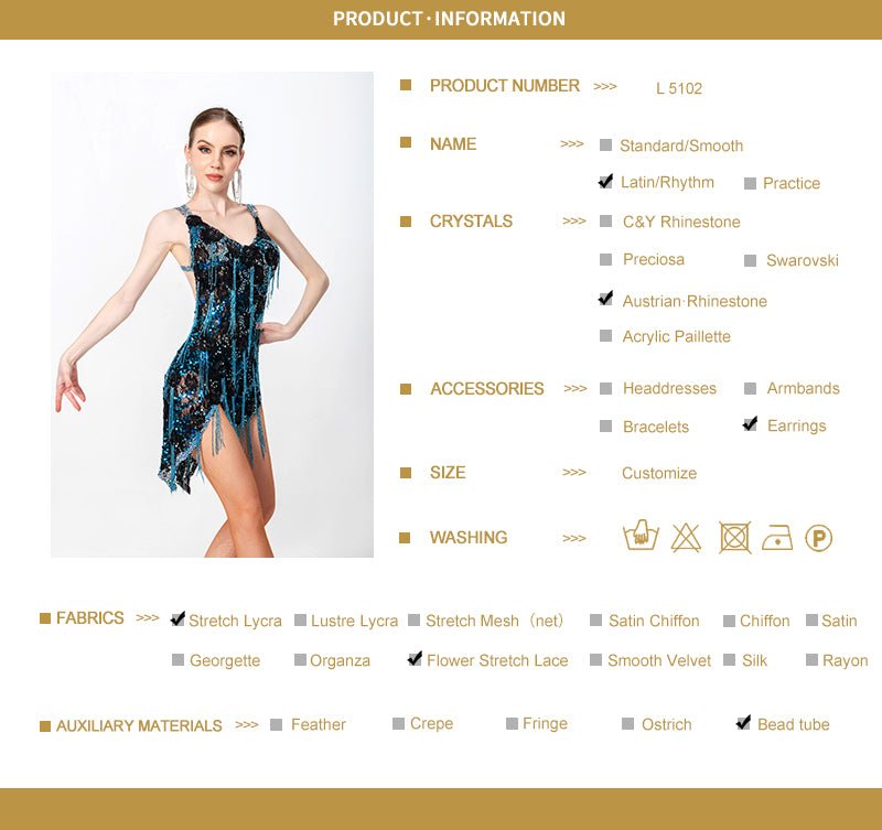 Flower Lace Crystallized Latin Dress Latin/Rhythm 