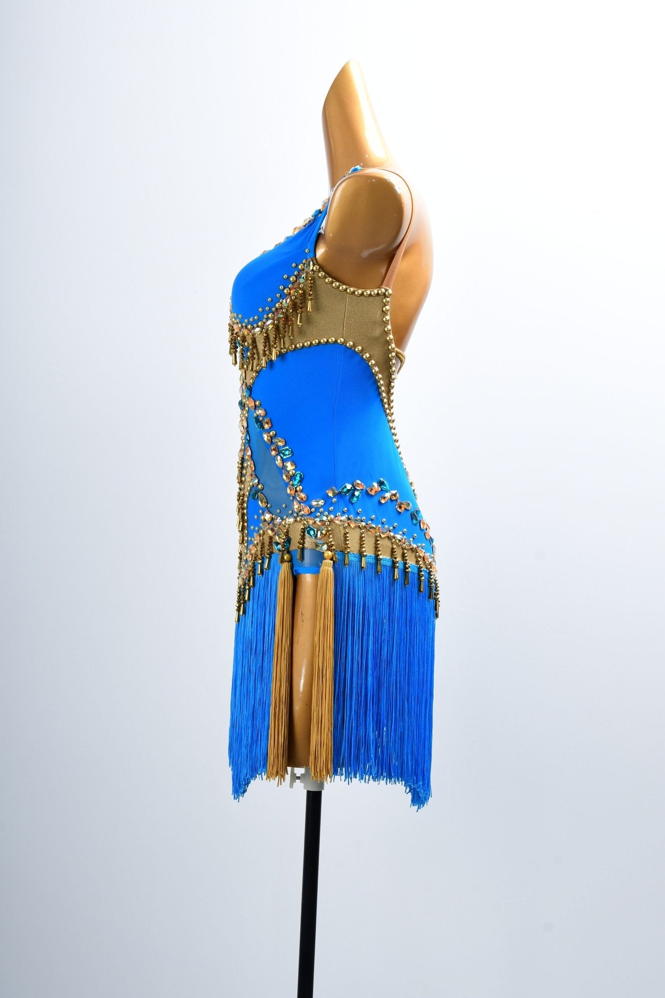 Golden Line Crystallized Fringe Latin Dress Latin/Rhythm 