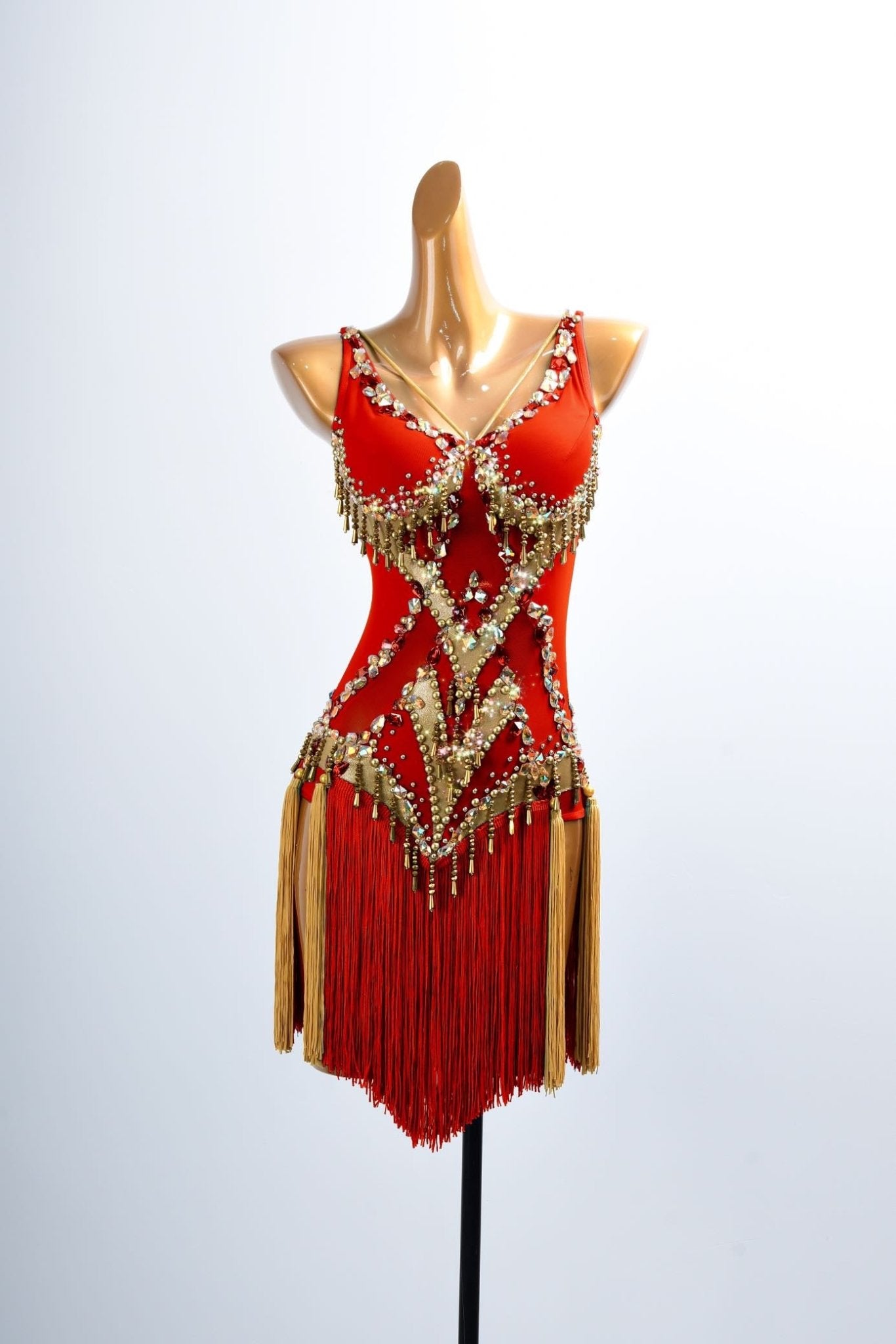 Golden Line Crystallized Fringe Latin Dress Latin/Rhythm 