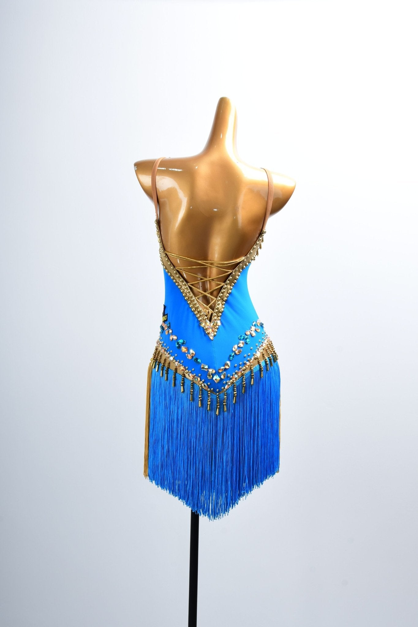 Golden Line Crystallized Fringe Latin Dress Latin/Rhythm 