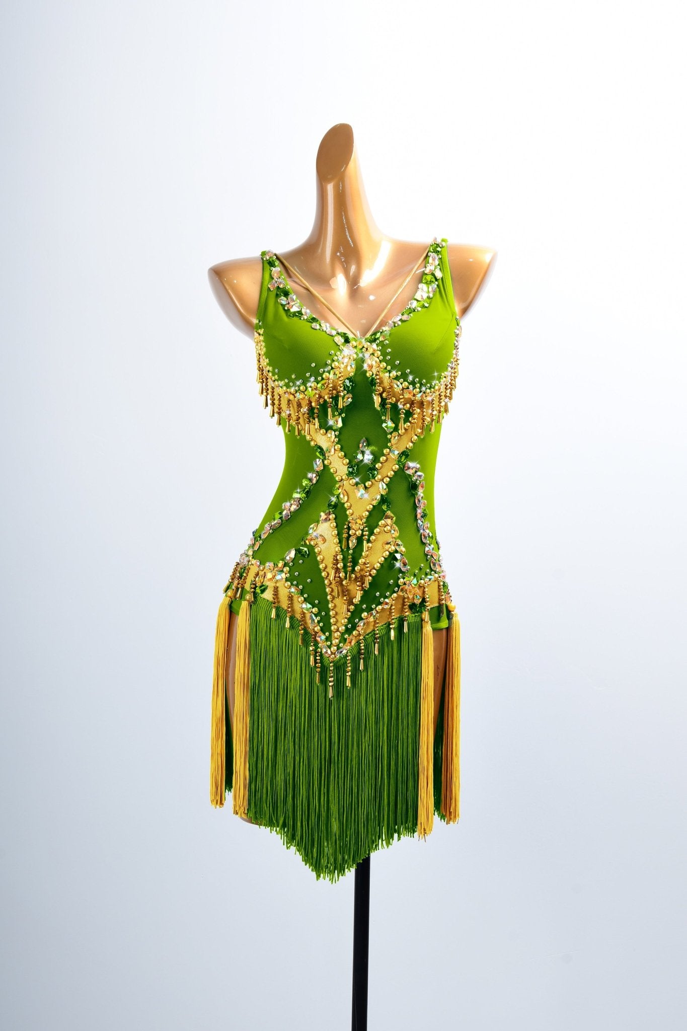 Golden Line Crystallized Fringe Latin Dress Latin/Rhythm 