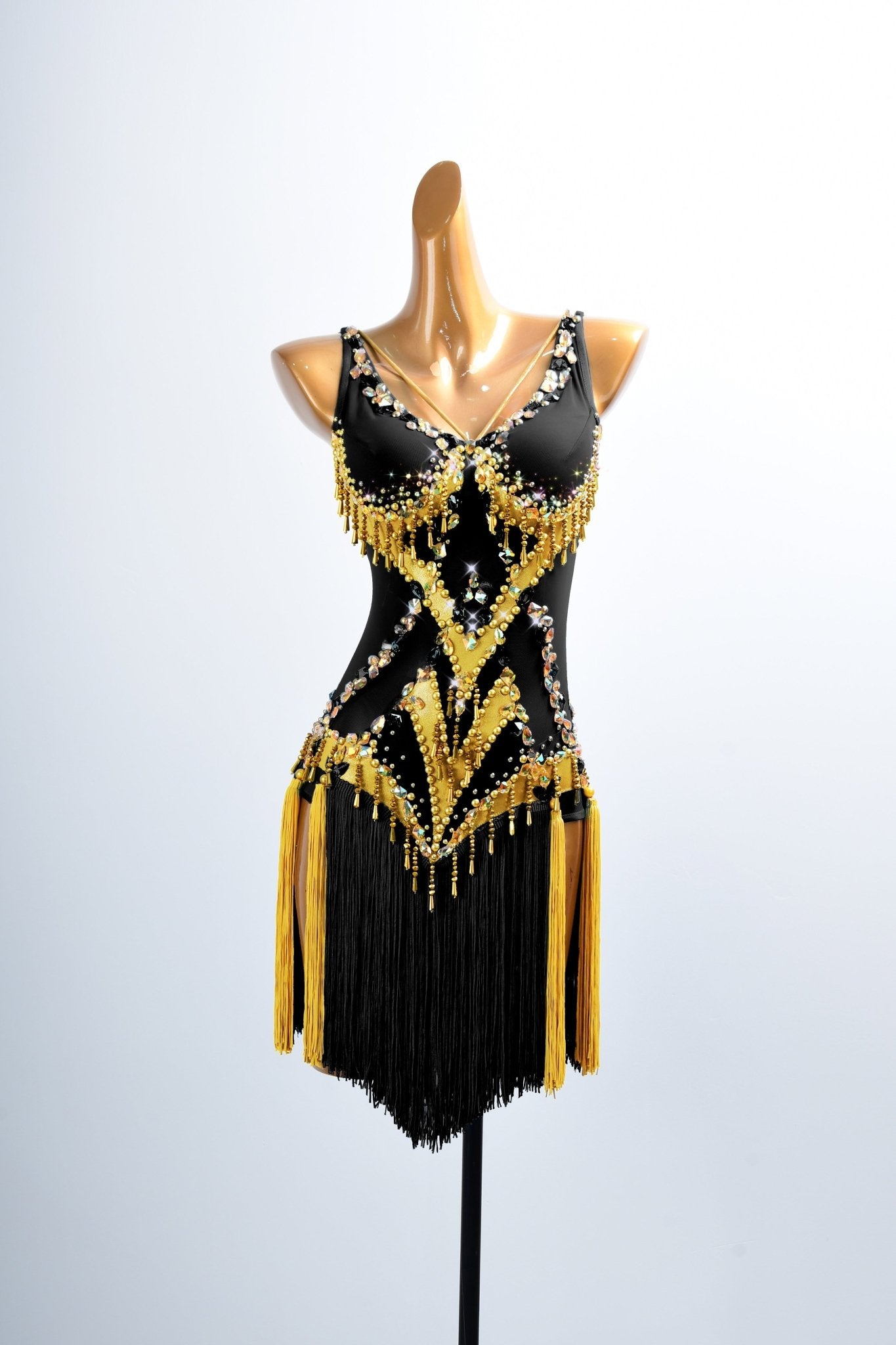 Golden Line Crystallized Fringe Latin Dress Latin/Rhythm 