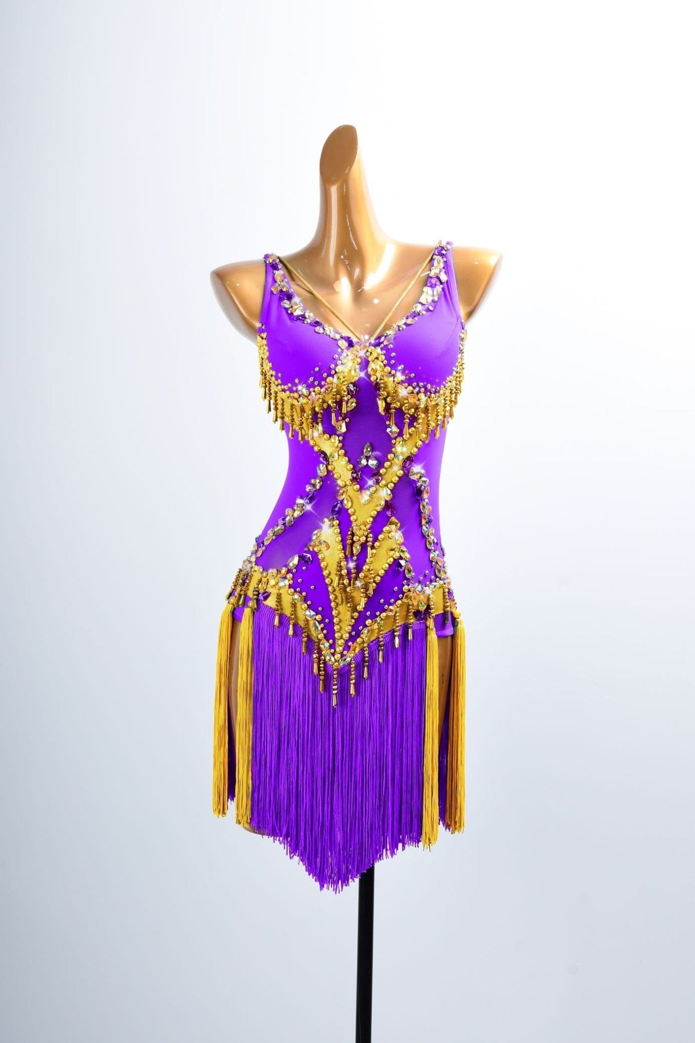 Golden Line Crystallized Fringe Latin Dress Latin/Rhythm 