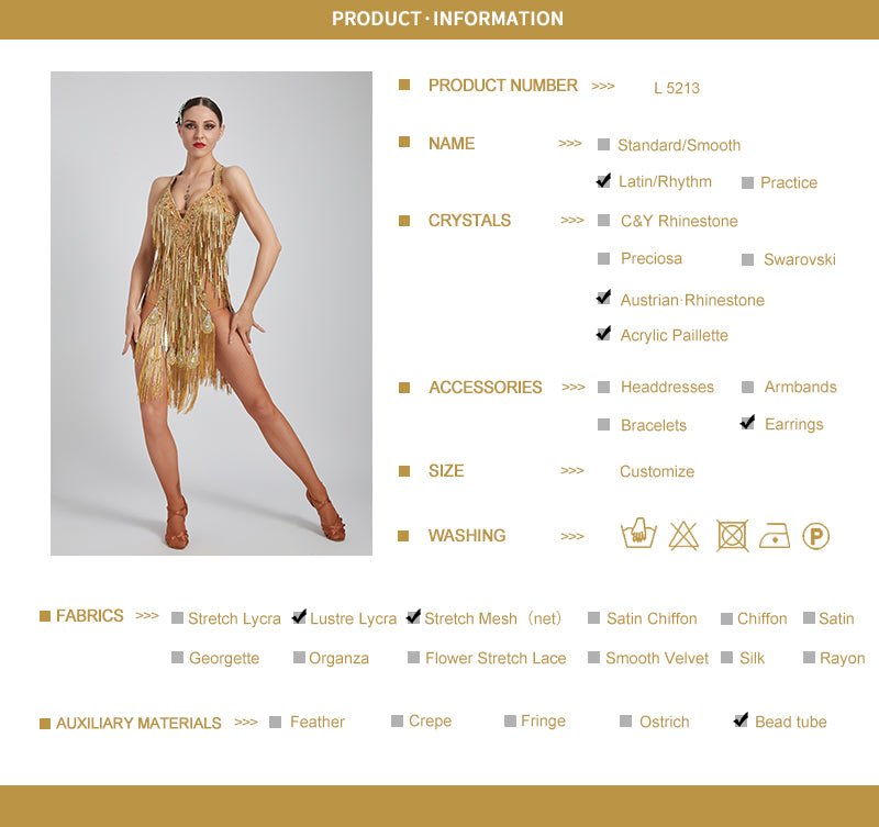 Laser Paillette Crystallized Latin Dress Latin/Rhythm 