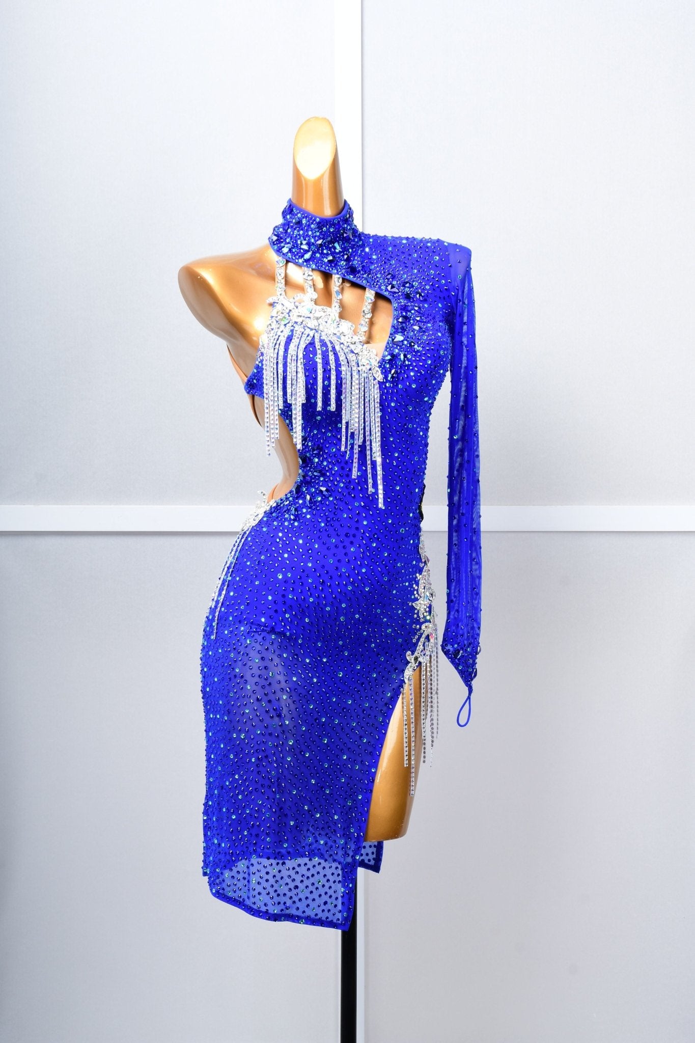 One - sleeve Beaded Crystalline Latin Dress Latin/Rhythm 