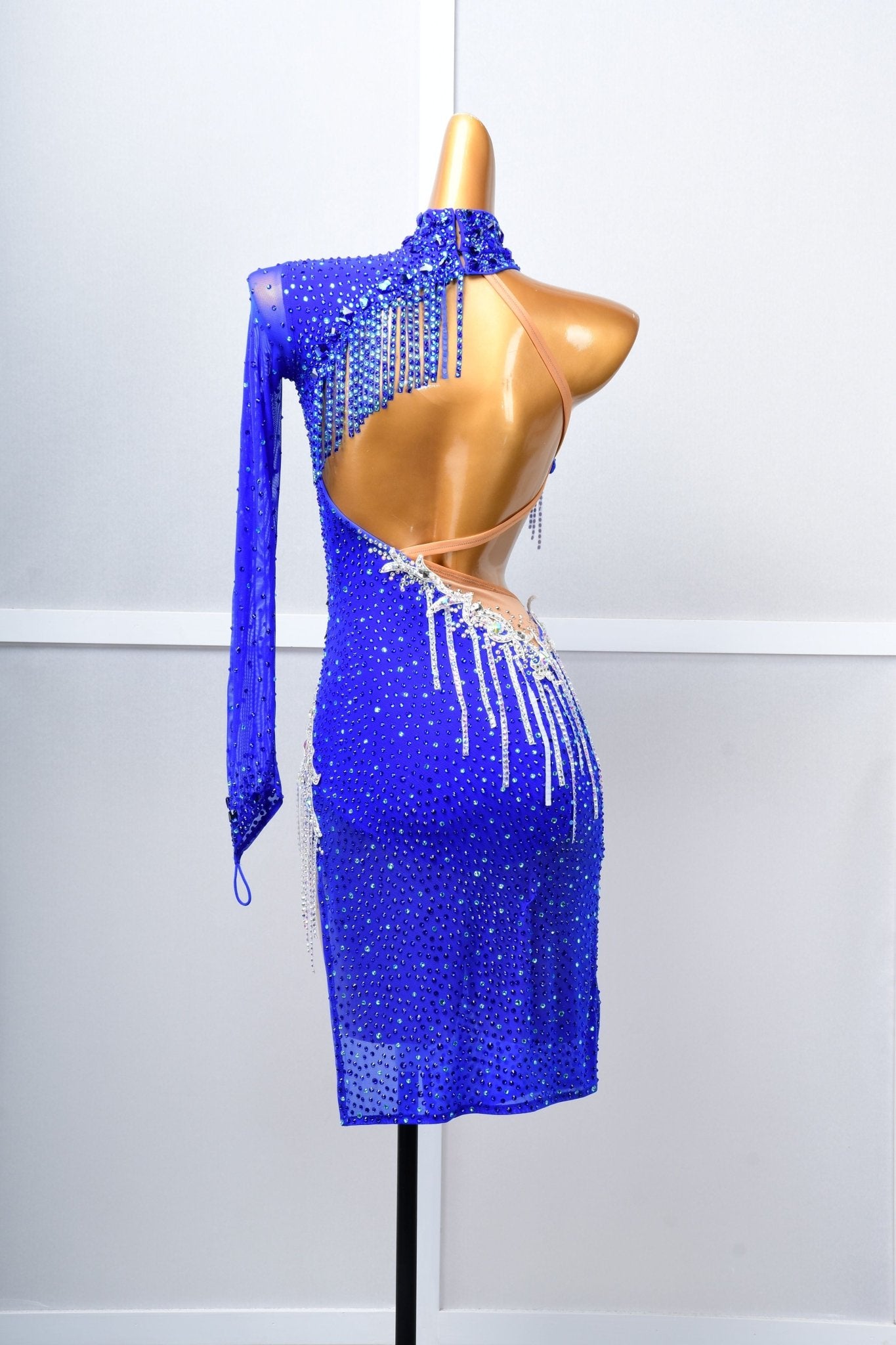 One - sleeve Beaded Crystalline Latin Dress Latin/Rhythm 