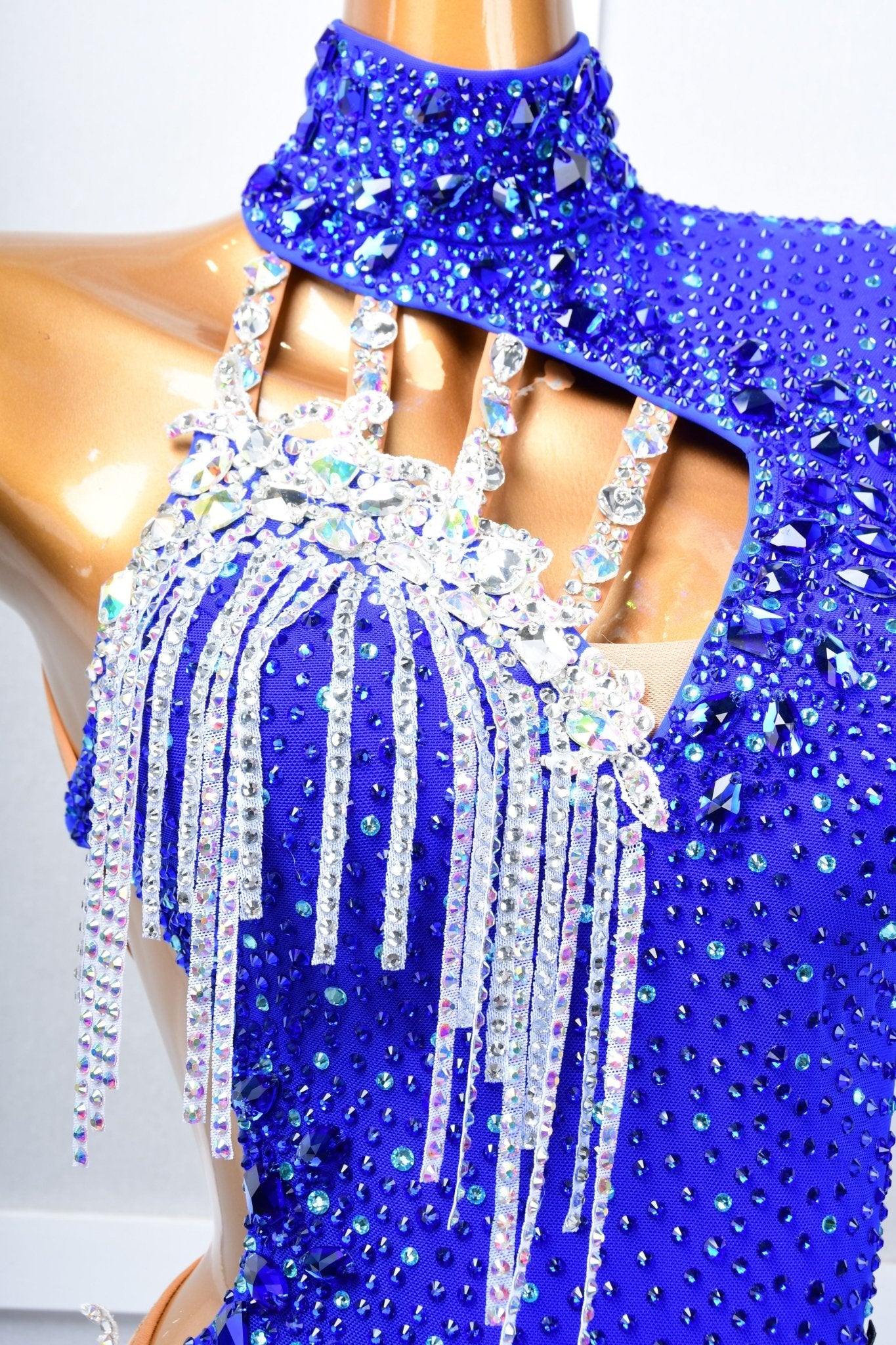 One - sleeve Beaded Crystalline Latin Dress Latin/Rhythm 