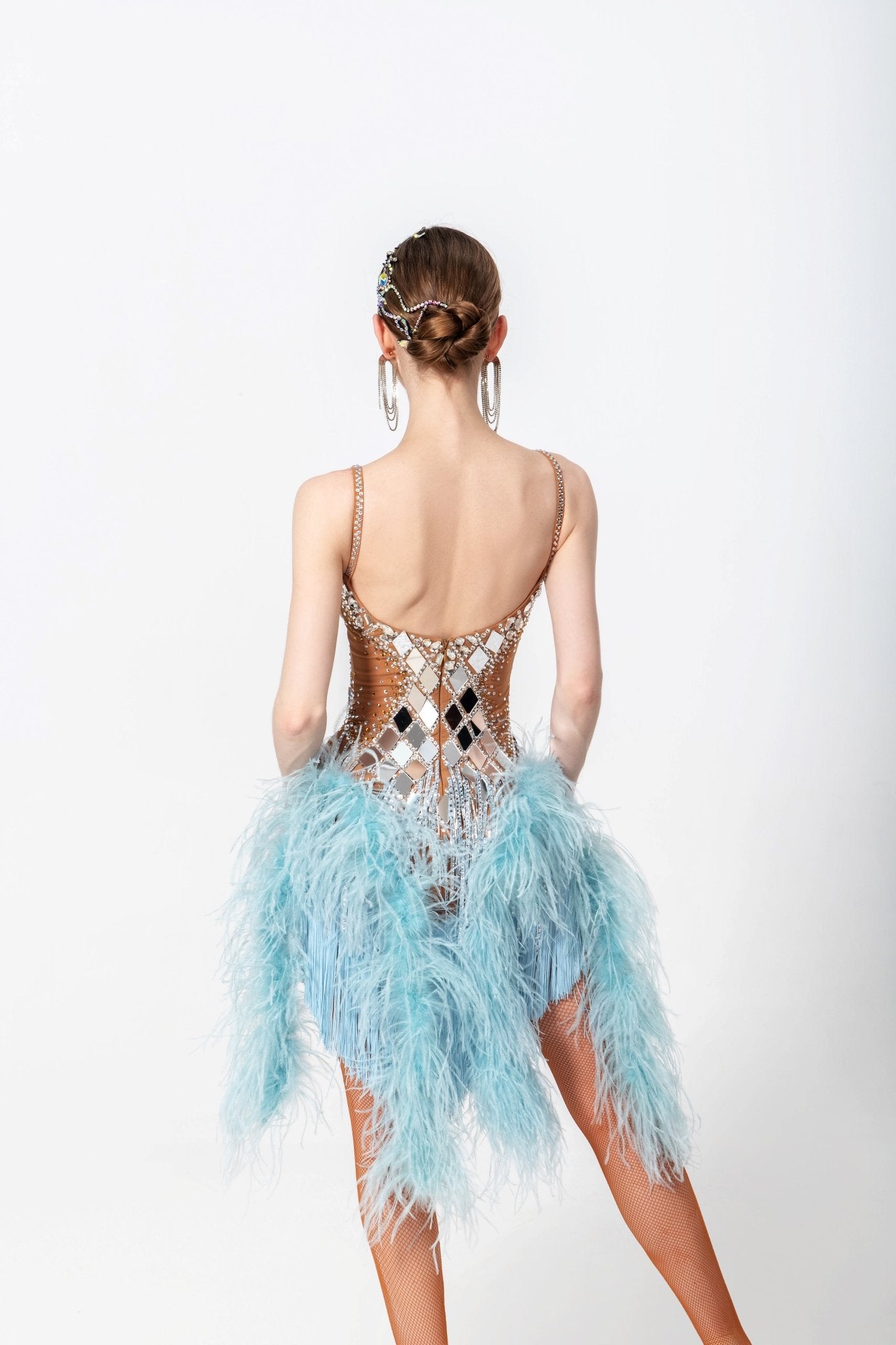 Ostrich and Paillette Crystalline Latin Dress Latin/Rhythm 