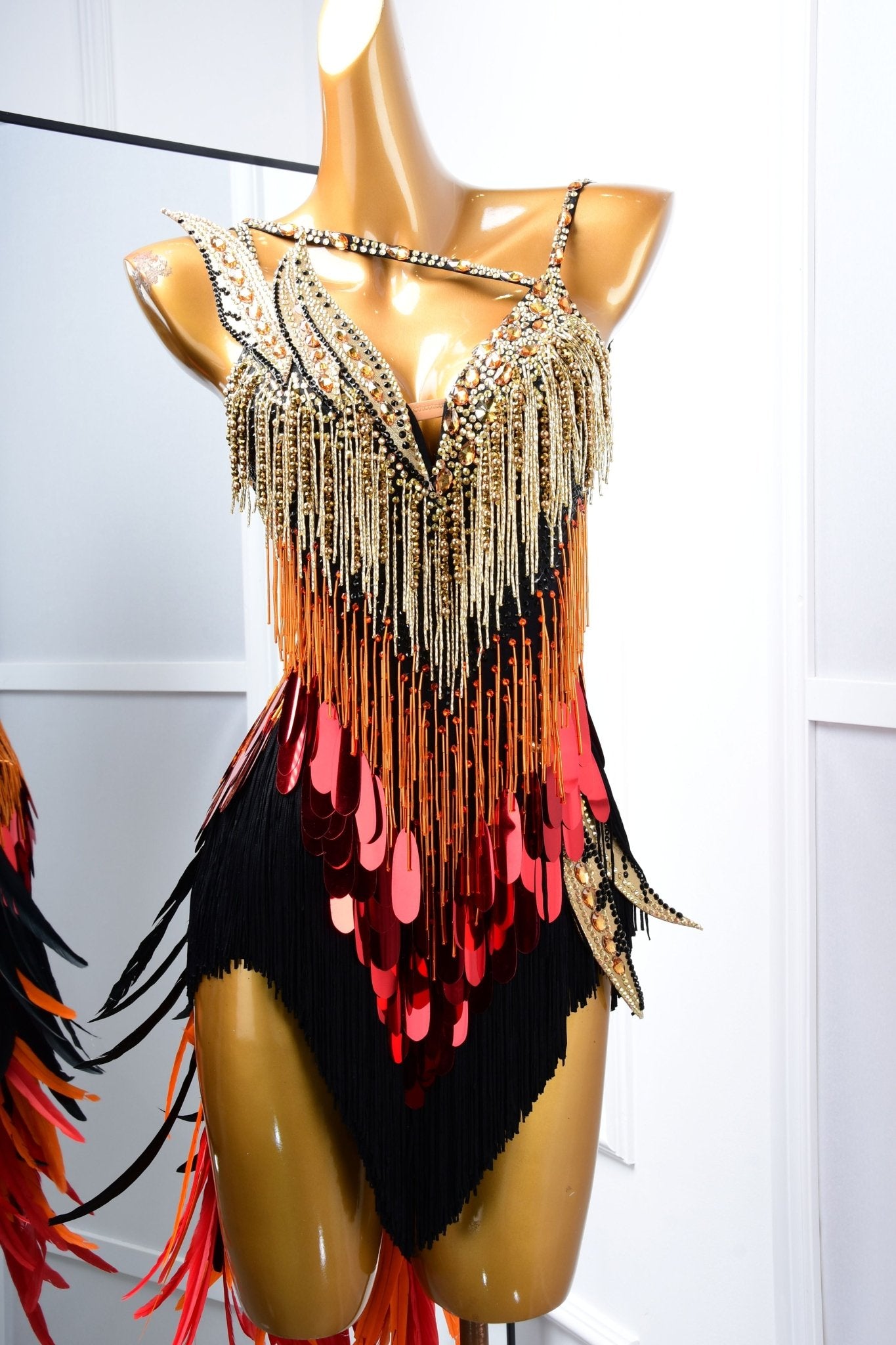 Paillette and Feather Crystalline Latin Dress Latin/Rhythm 