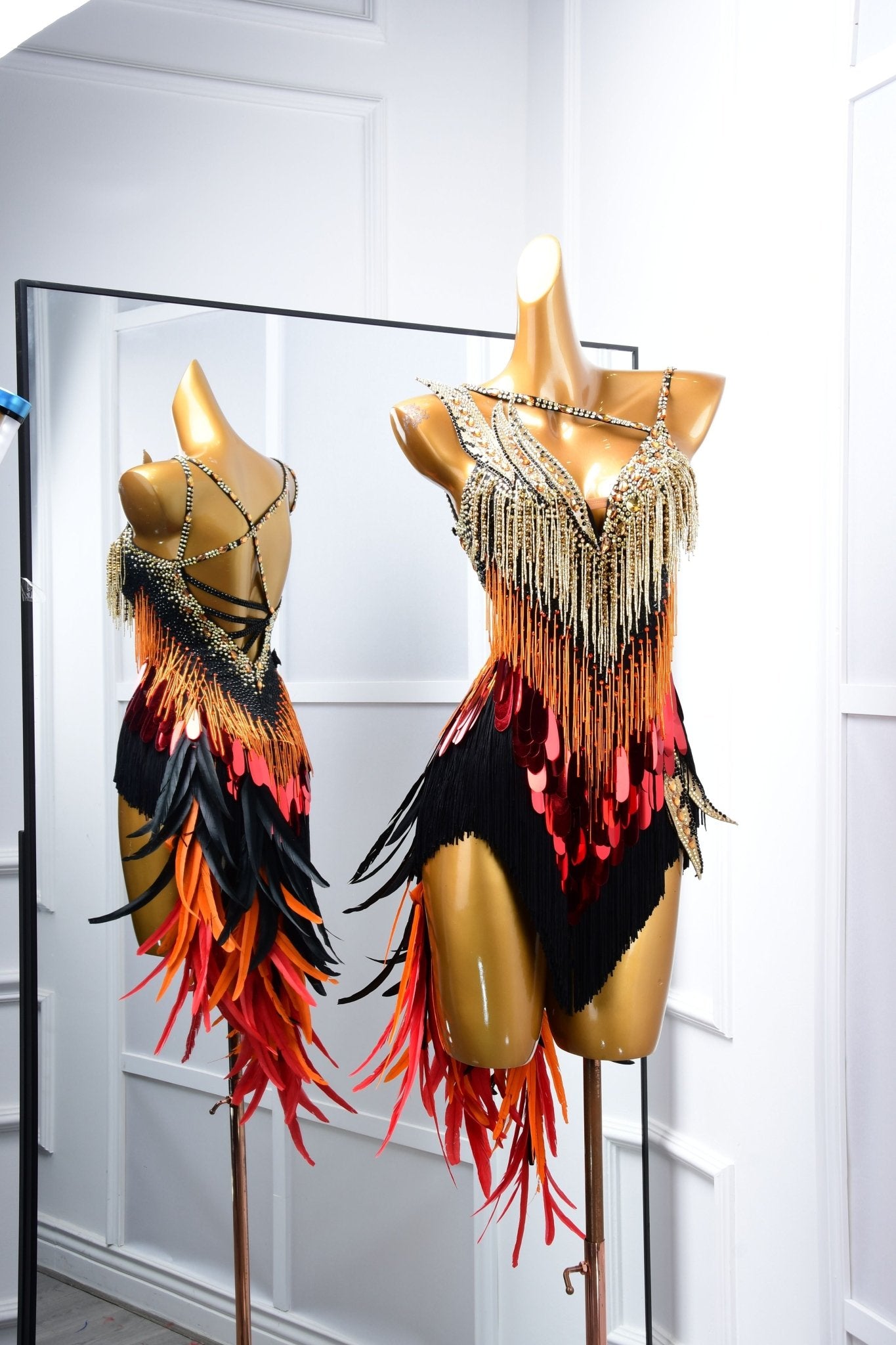 Paillette and Feather Crystalline Latin Dress Latin/Rhythm 