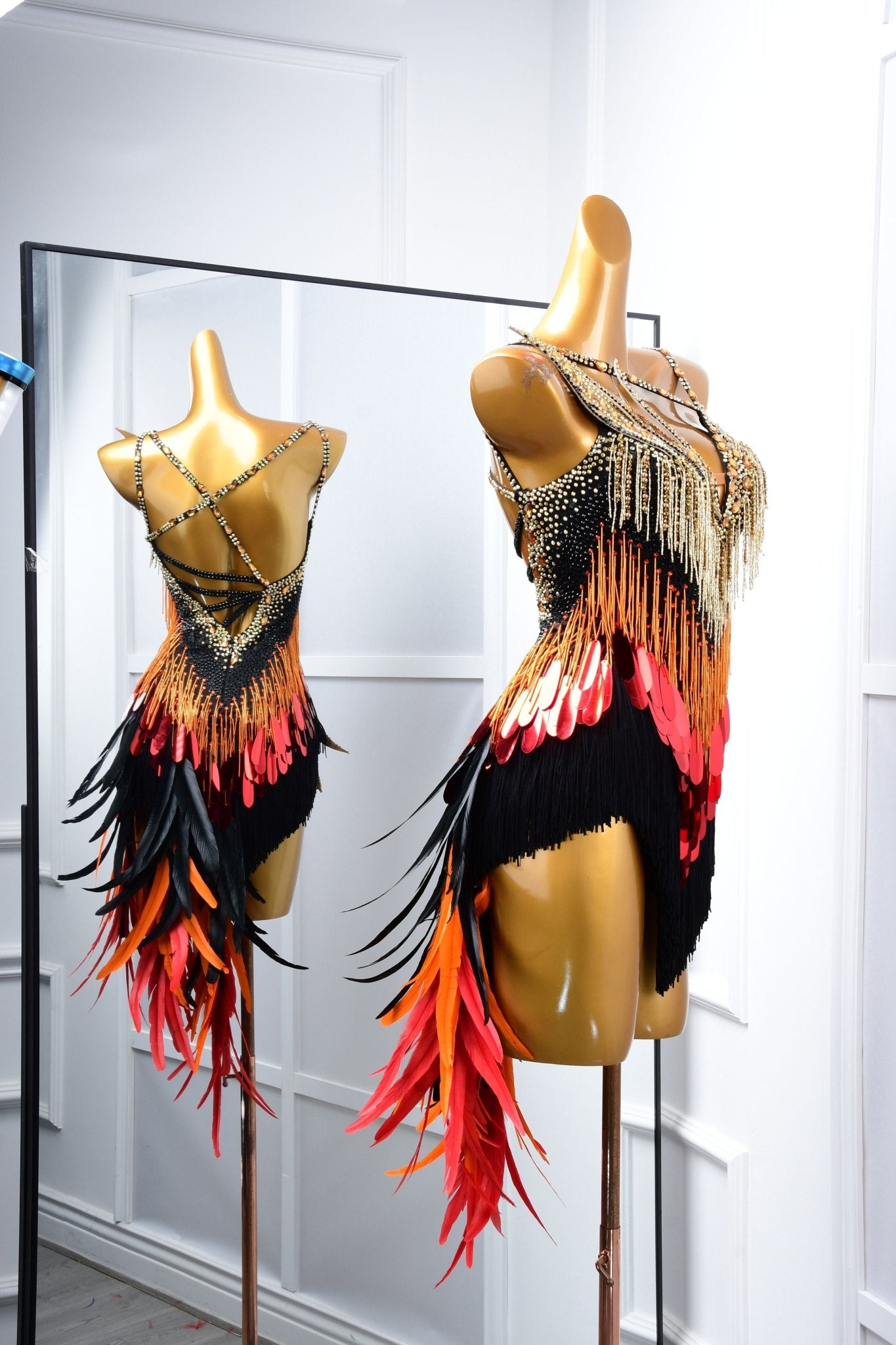 Paillette and Feather Crystalline Latin Dress Latin/Rhythm 