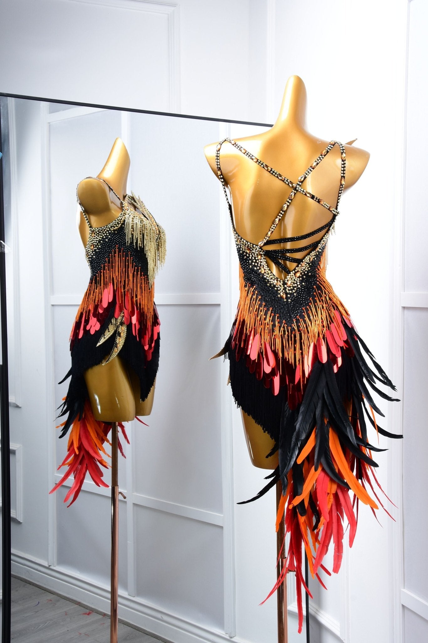 Paillette and Feather Crystalline Latin Dress Latin/Rhythm 