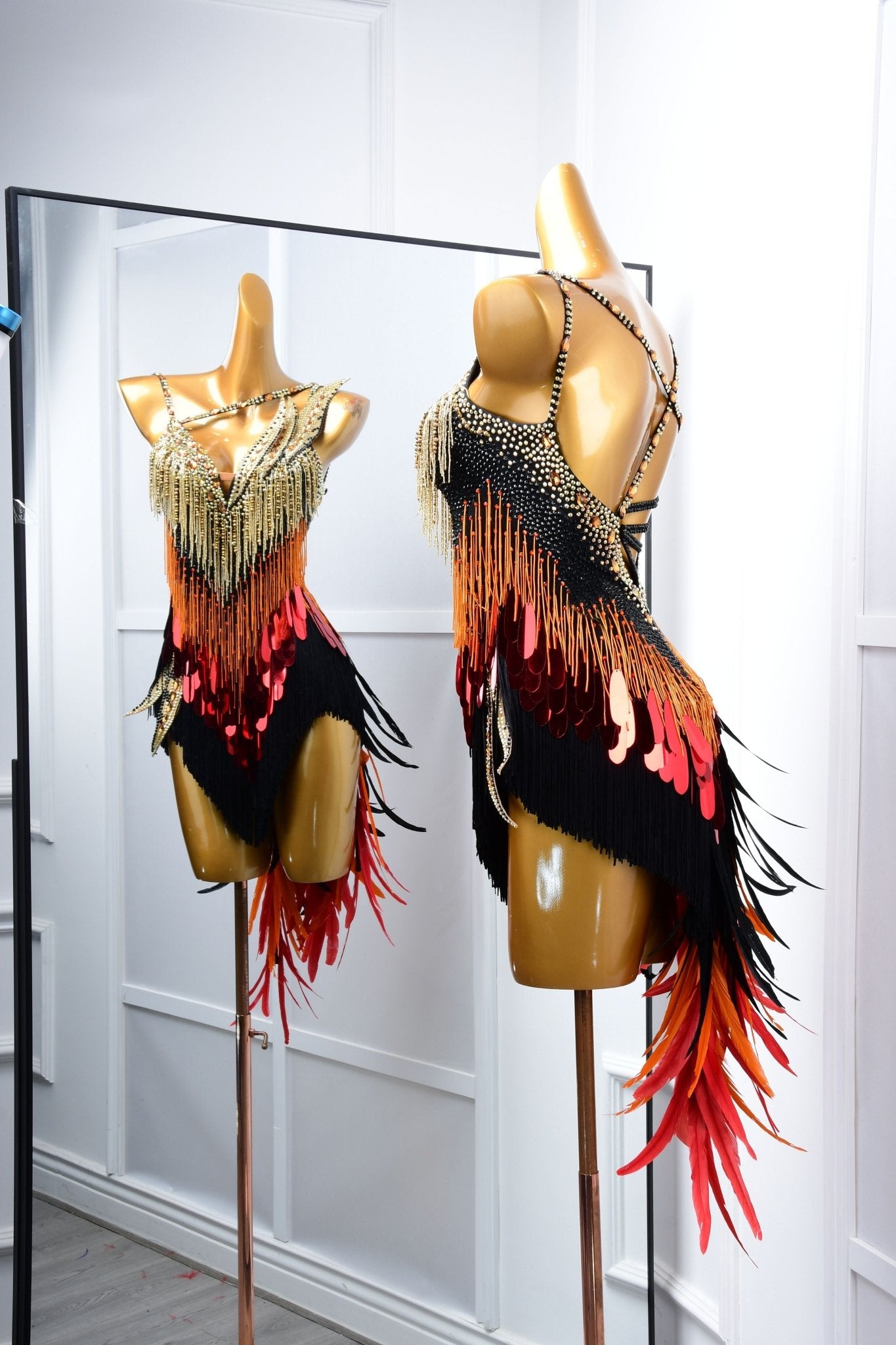 Paillette and Feather Crystalline Latin Dress Latin/Rhythm 