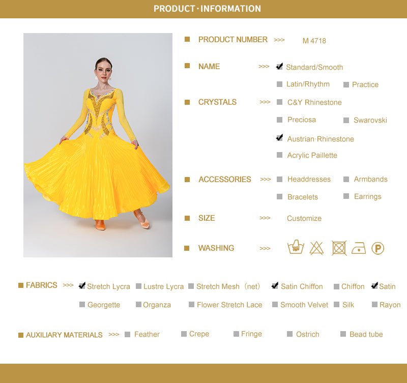 Pleated Skirt Crystallized Ballroom Dress Standard/Smooth 